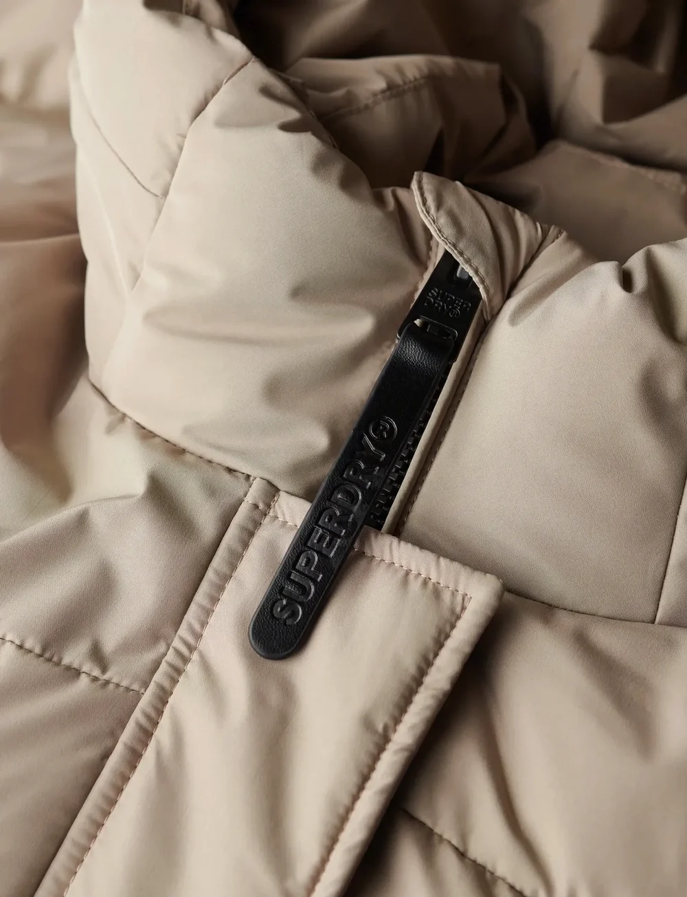 Superdry - HOODED SPORTS PUFFER MID JKT - dunfrakker - winter twig beige - 1