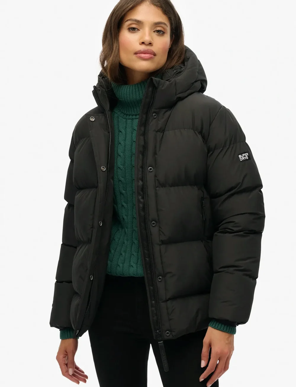 Superdry - HOODED 5 BAFFLE SPORTS PUFFER - dunjackor - black - 0