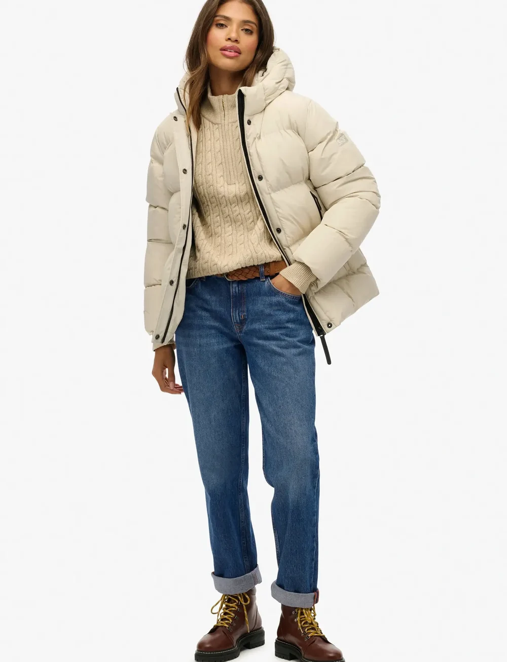 Superdry - HOODED 5 BAFFLE SPORTS PUFFER - dunjakker - oat bran - 5