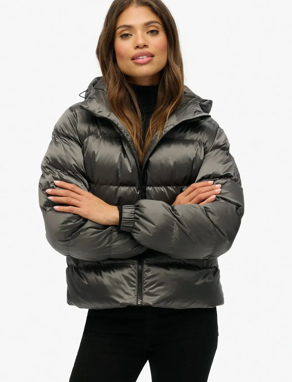 Superdry - HOODED LUXE SPORTS PUFFER - sulejoped ja voodriga joped - black sheen - 3