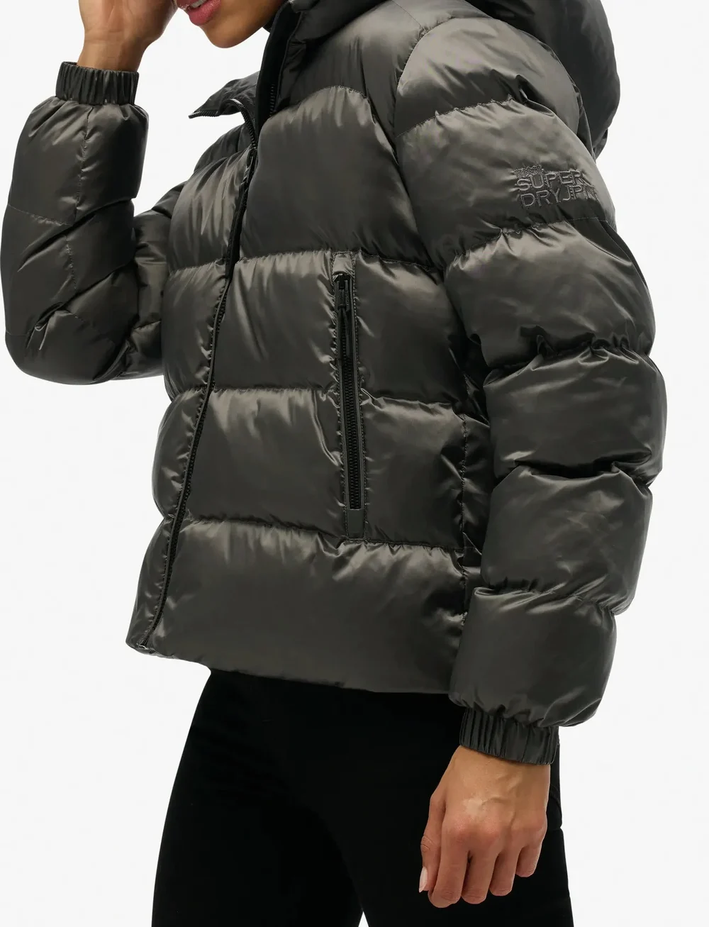 Superdry - HOODED LUXE SPORTS PUFFER - sulejoped ja voodriga joped - black sheen - 4