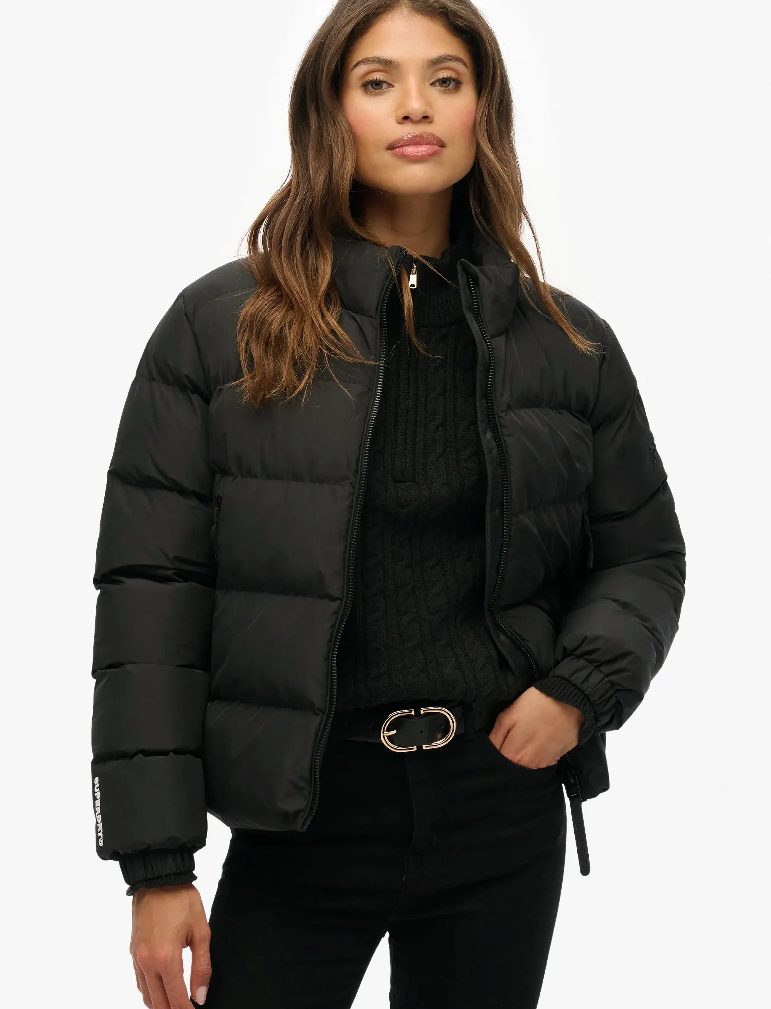Superdry Non Hooded Sports Puffer Jkt, XS, Black, Jakker > Vatteret Jakke, Dame