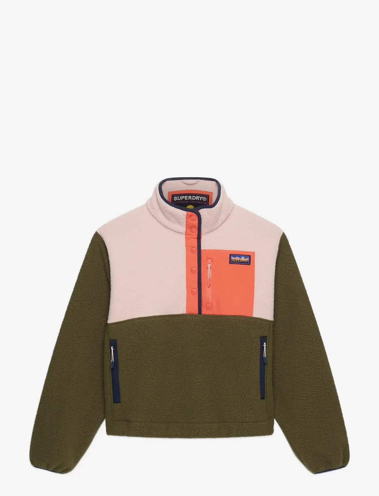 Superdry - COLOUR BLOCK FLEECE PULL OVER - alussärgid - shooting olive - 1