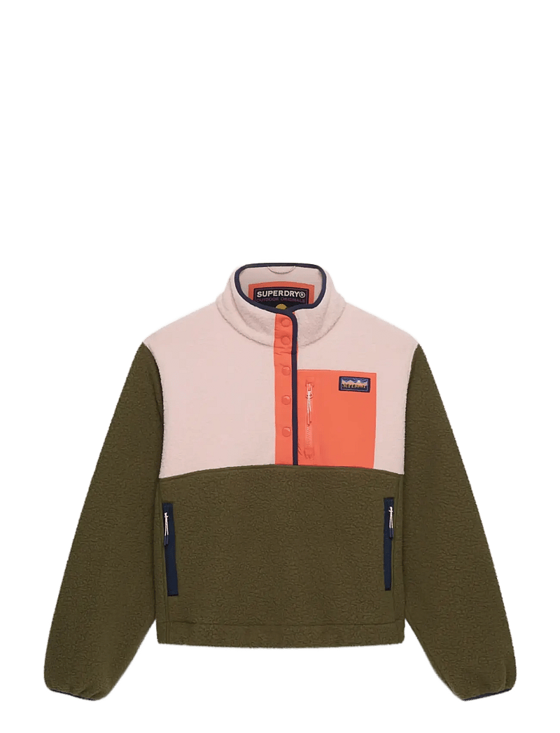 Superdry - COLOUR BLOCK FLEECE PULL OVER - alussärgid - shooting olive - 1