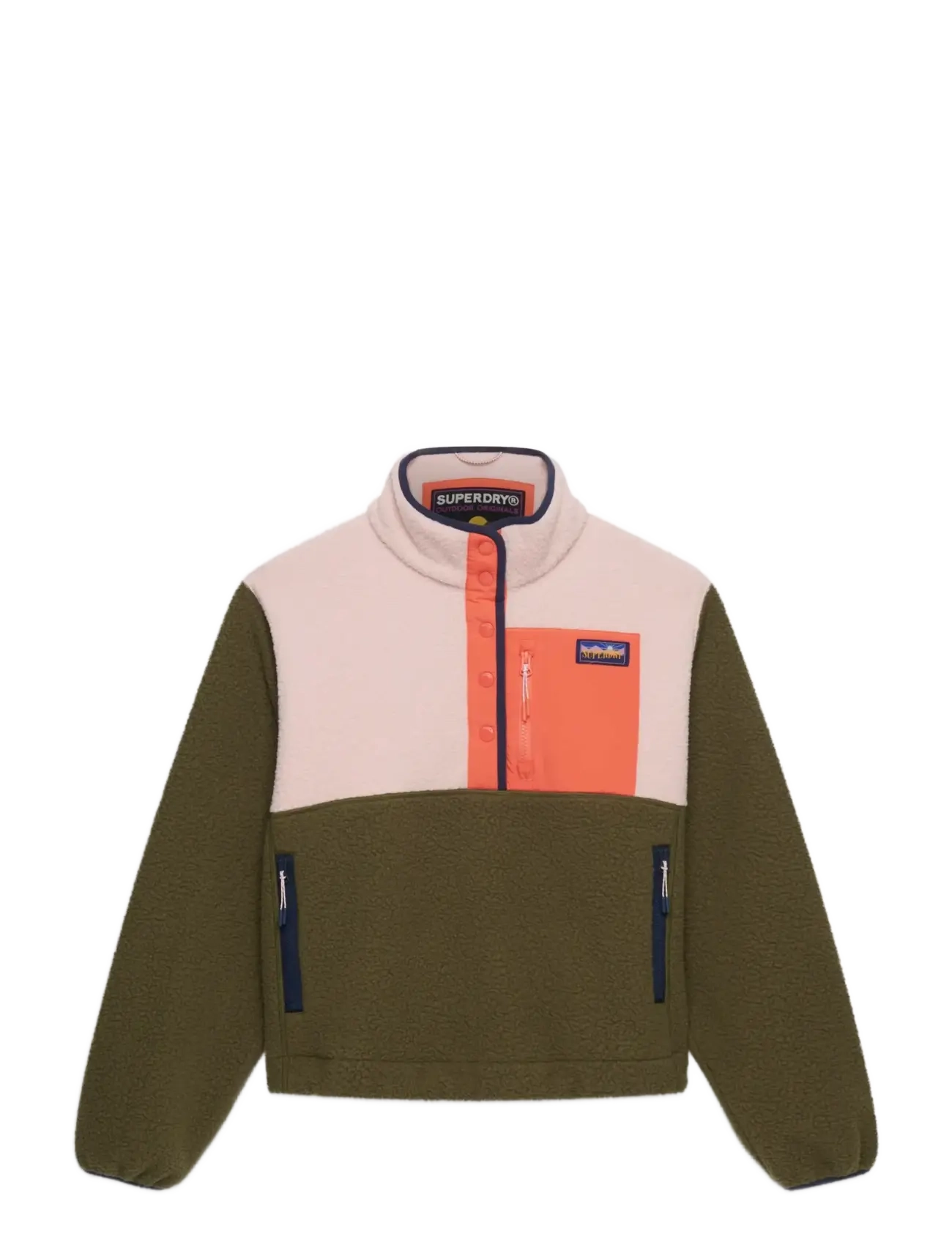 Superdry COLOUR BLOCK FLEECE PULL OVER - Kläder - SHOOTING OLIVE / khaki/green
