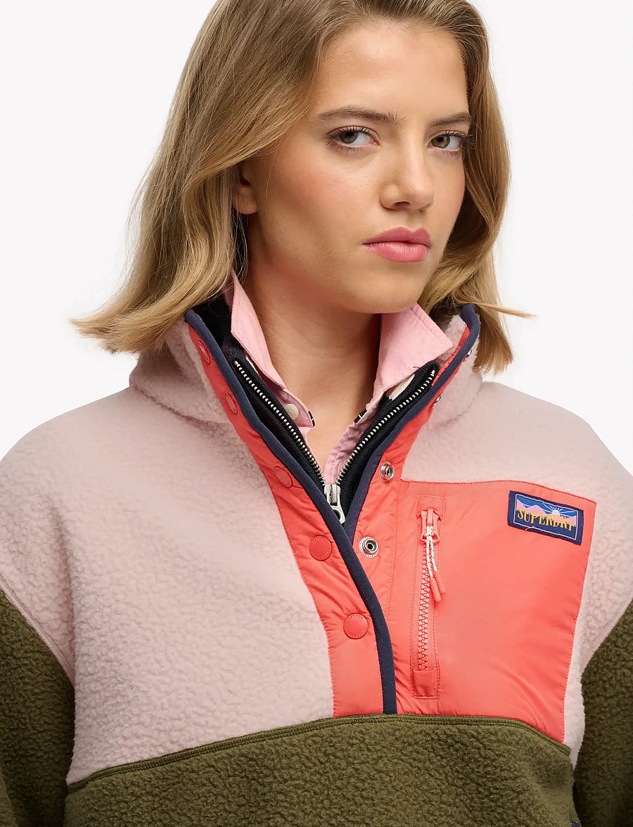 Superdry - COLOUR BLOCK FLEECE PULL OVER - overdele - shooting olive - 2