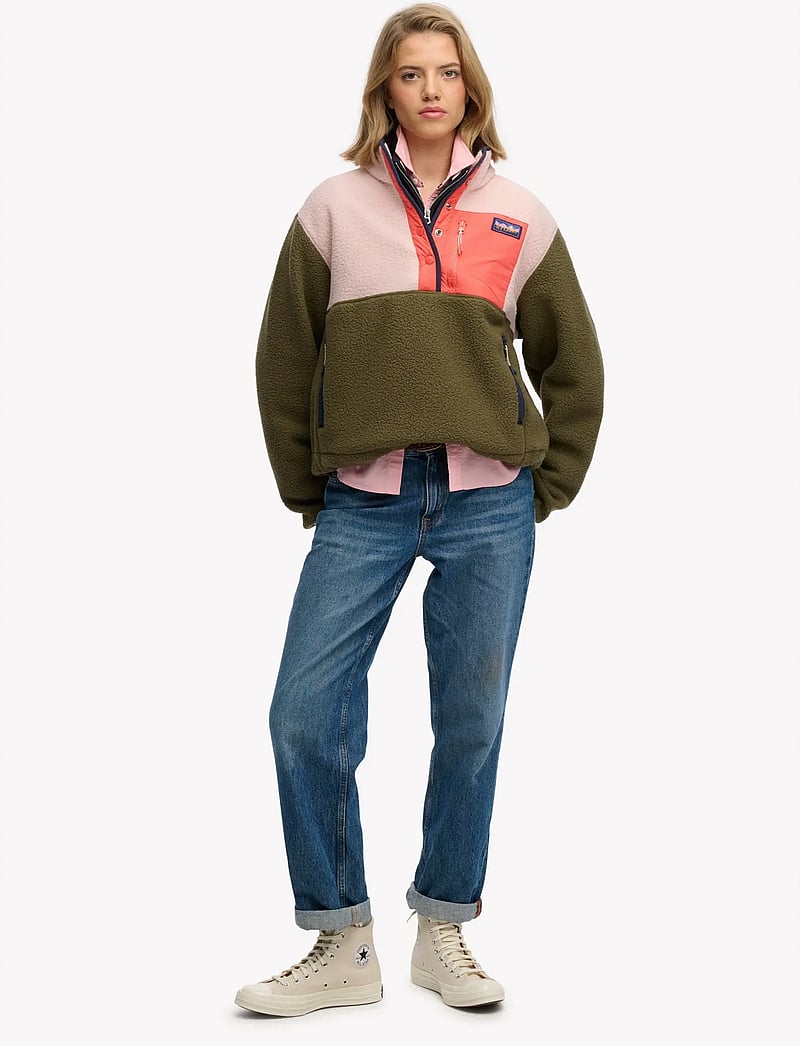 Superdry - COLOUR BLOCK FLEECE PULL OVER - alussärgid - shooting olive - 4