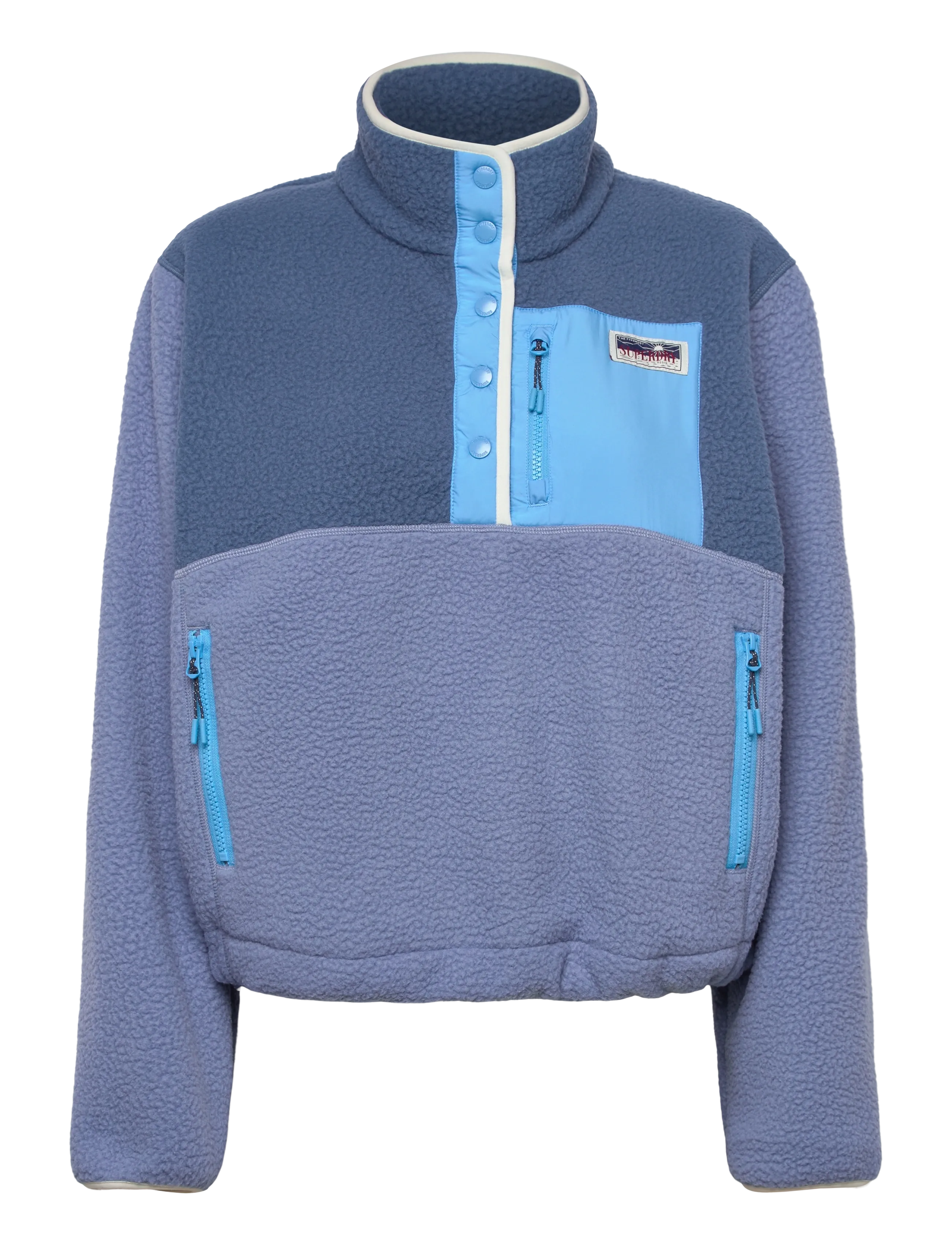 Superdry COLOUR BLOCK FLEECE PULL OVER - Kläder - TIDAL BLUE / blue