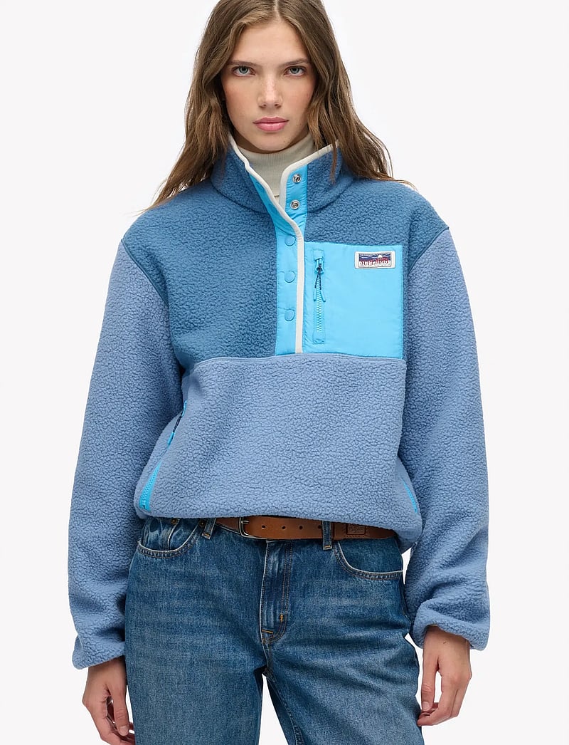 Superdry - COLOUR BLOCK FLEECE PULL OVER - oberteile - tidal blue - 0