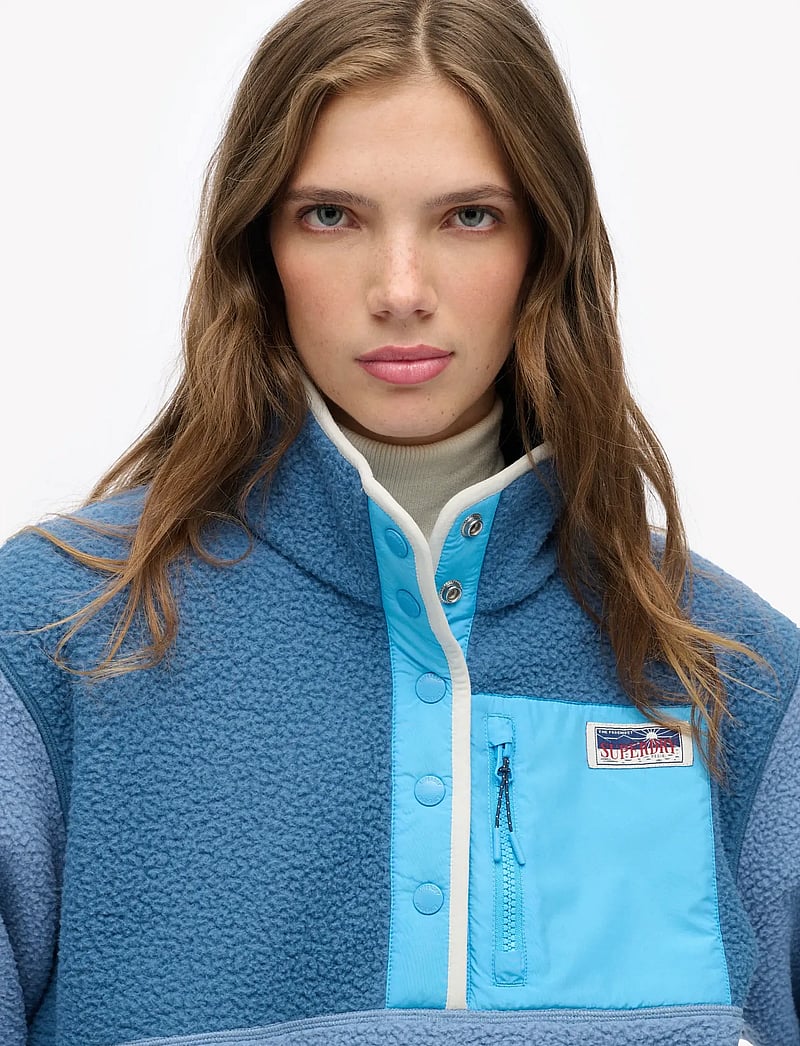 Superdry - COLOUR BLOCK FLEECE PULL OVER - oberteile - tidal blue - 4