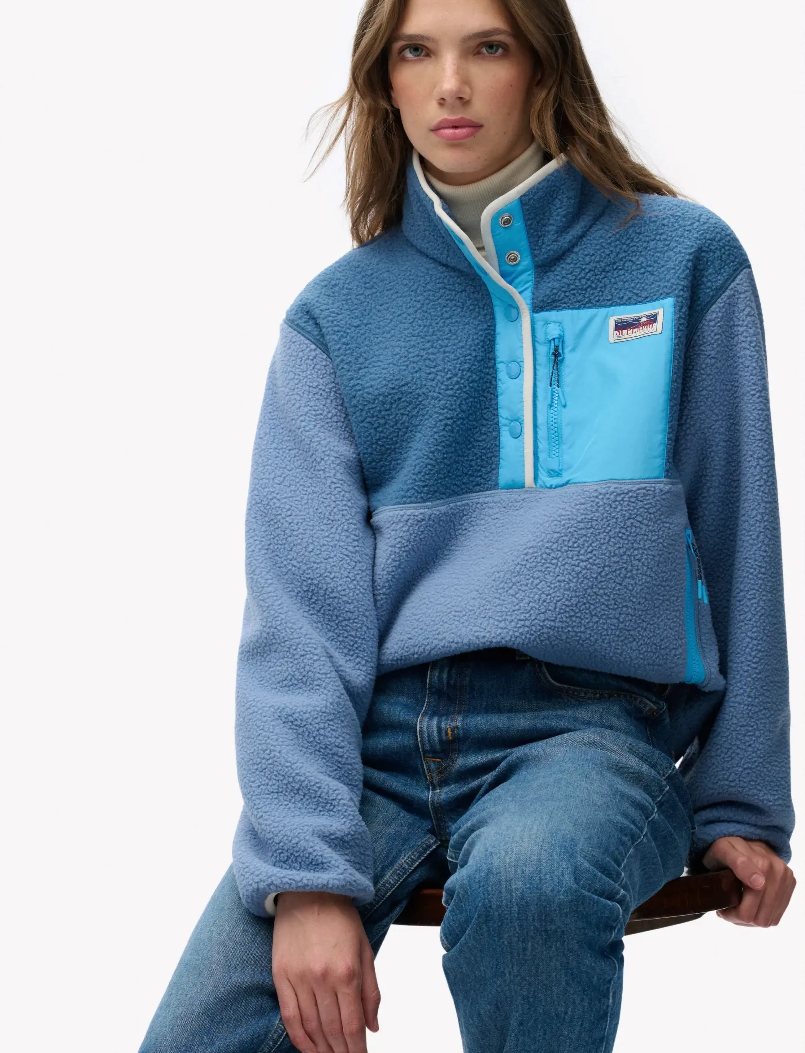 Superdry - COLOUR BLOCK FLEECE PULL OVER - overdeler - tidal blue - 5