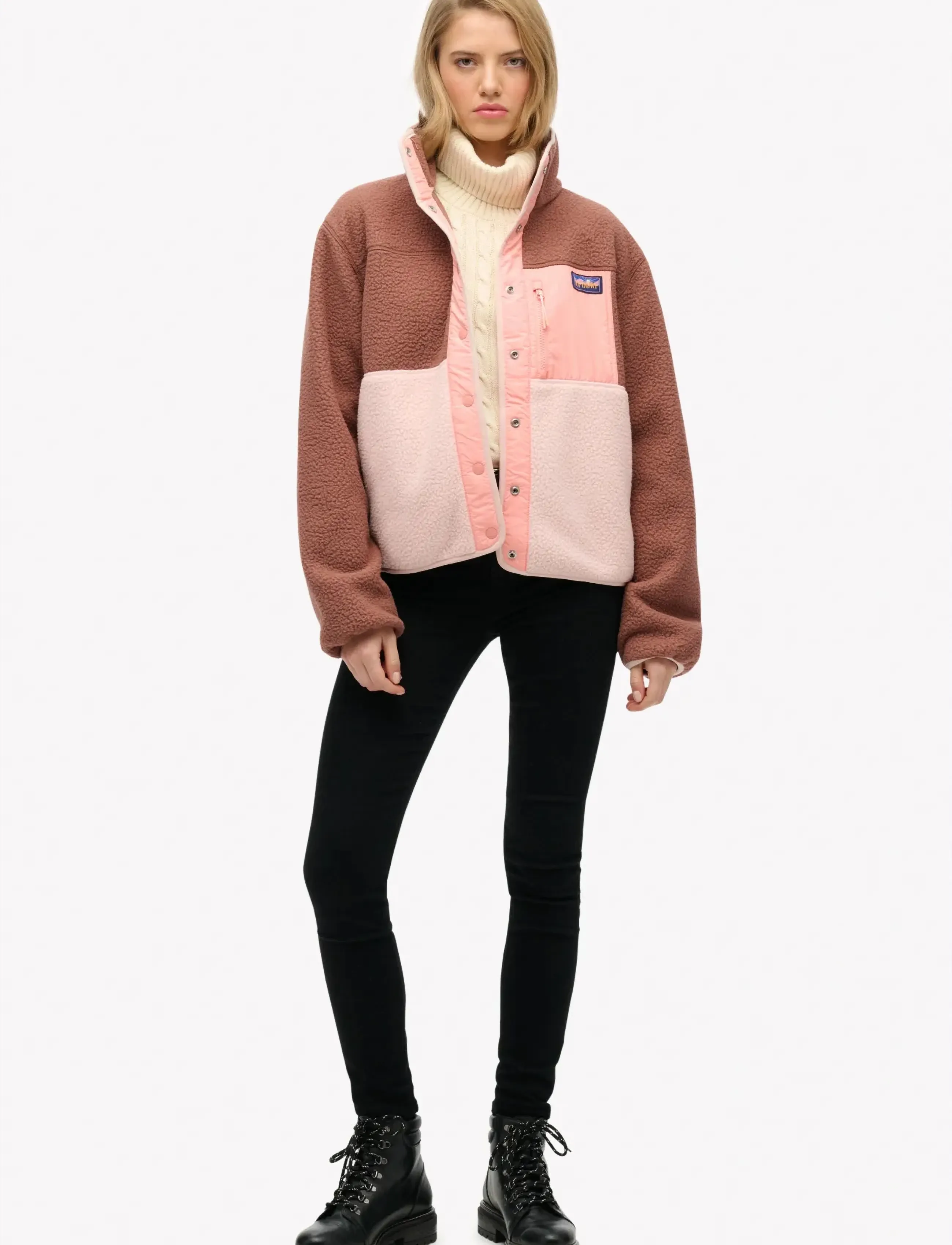 Superdry - COLOUR BLOCK FLEECE JACKET - Överdelar - nutmeg spice brown - 4