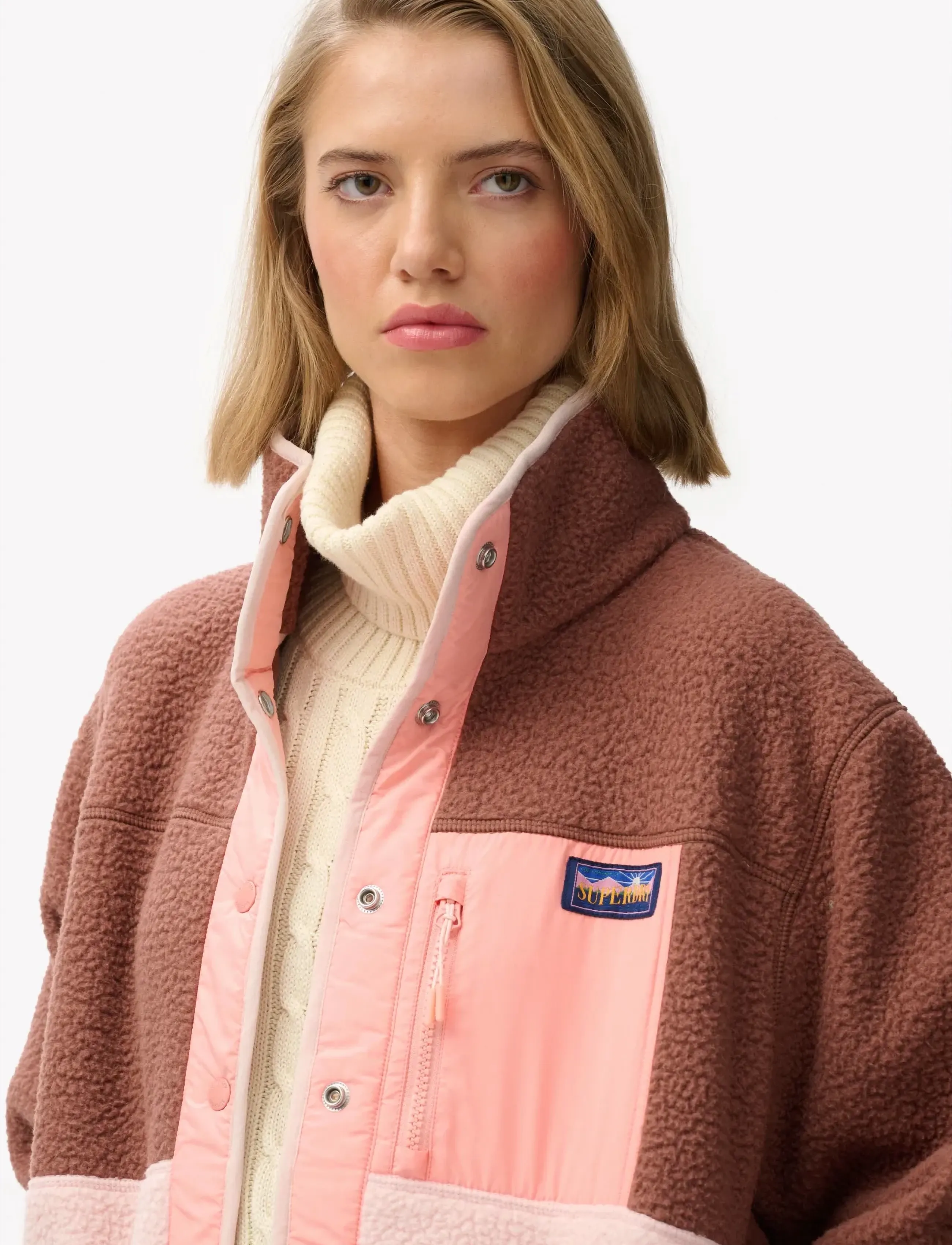 Superdry - COLOUR BLOCK FLEECE JACKET - Överdelar - nutmeg spice brown - 5