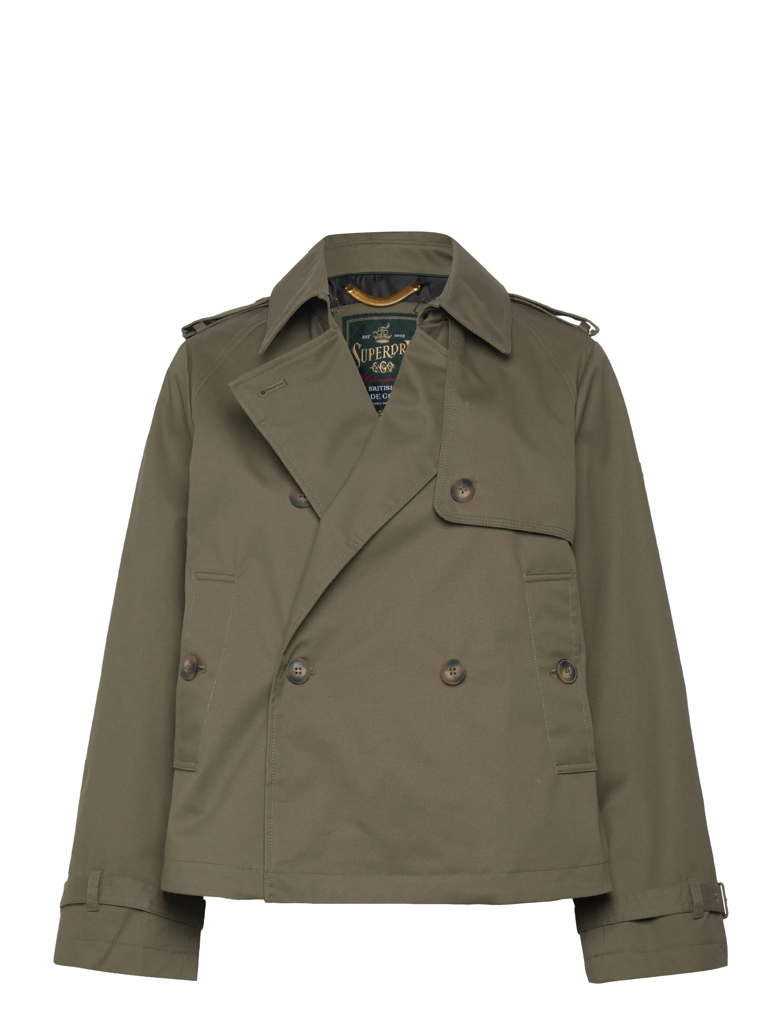 SHORT TRENCH COAT - DUSTY OLIVE GREEN