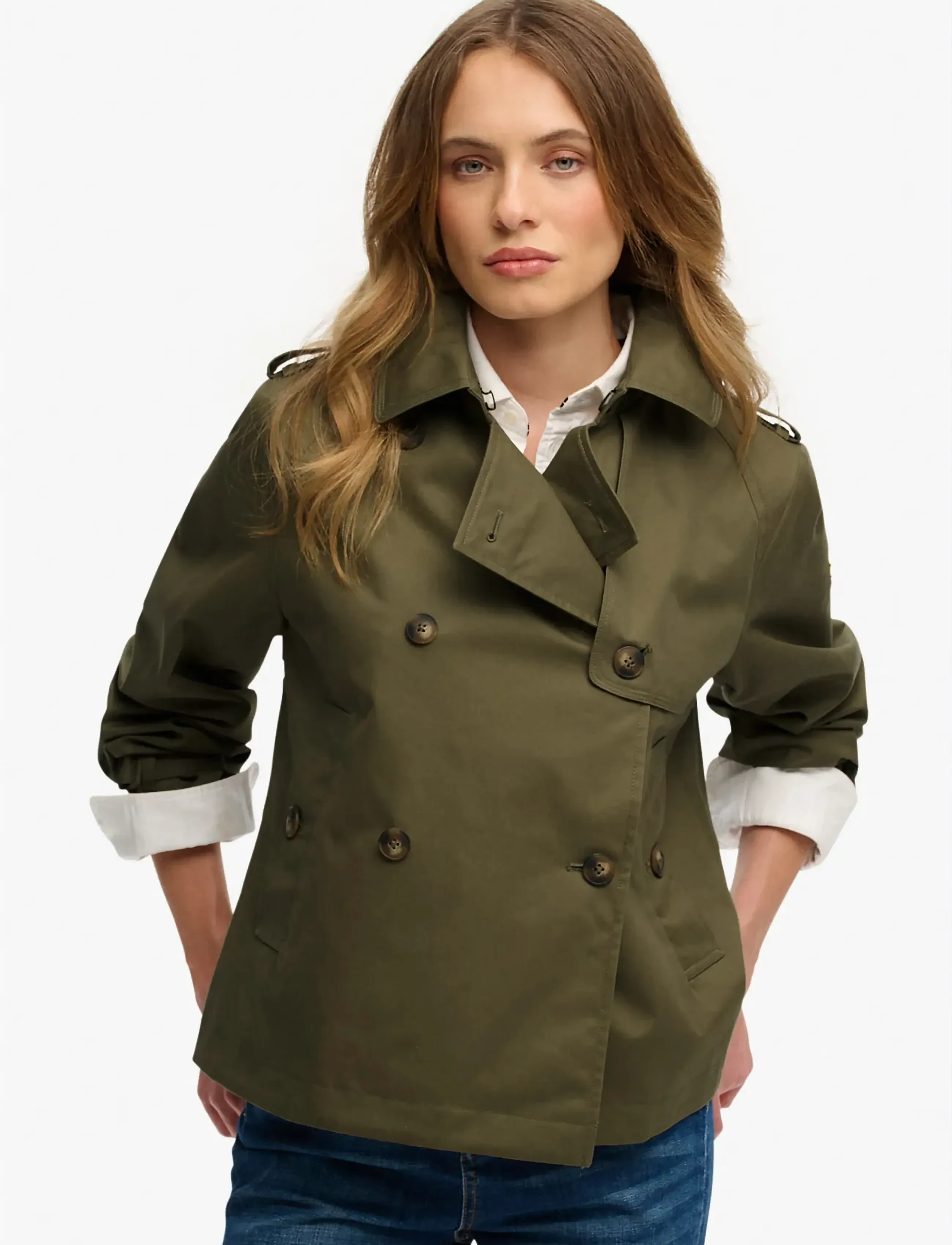Superdry - SHORT TRENCH COAT - ulkovaatteet - dusty olive green - 5