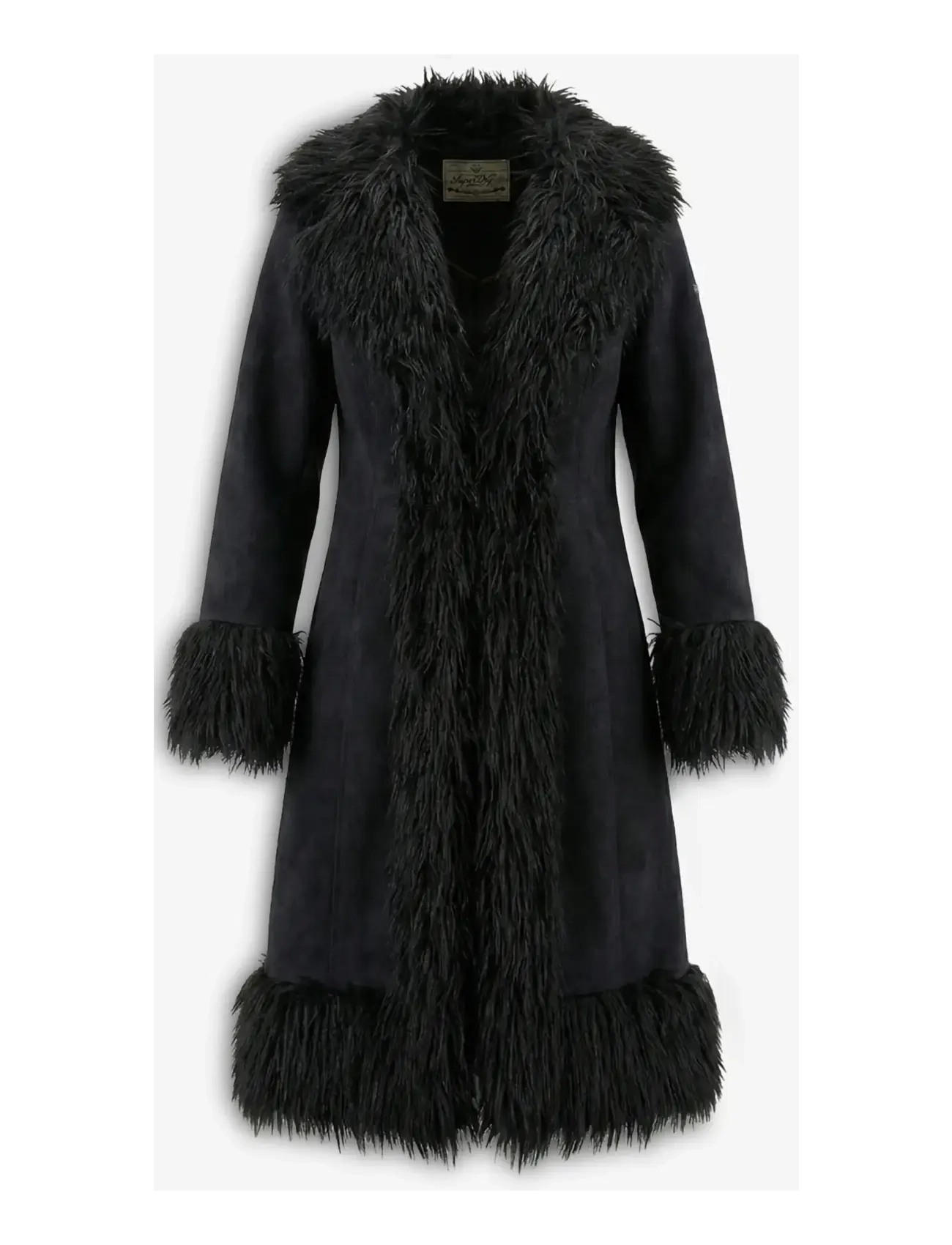 Superdry LONG AFGHAN COAT - Jackor & Kappor - BLACK / black