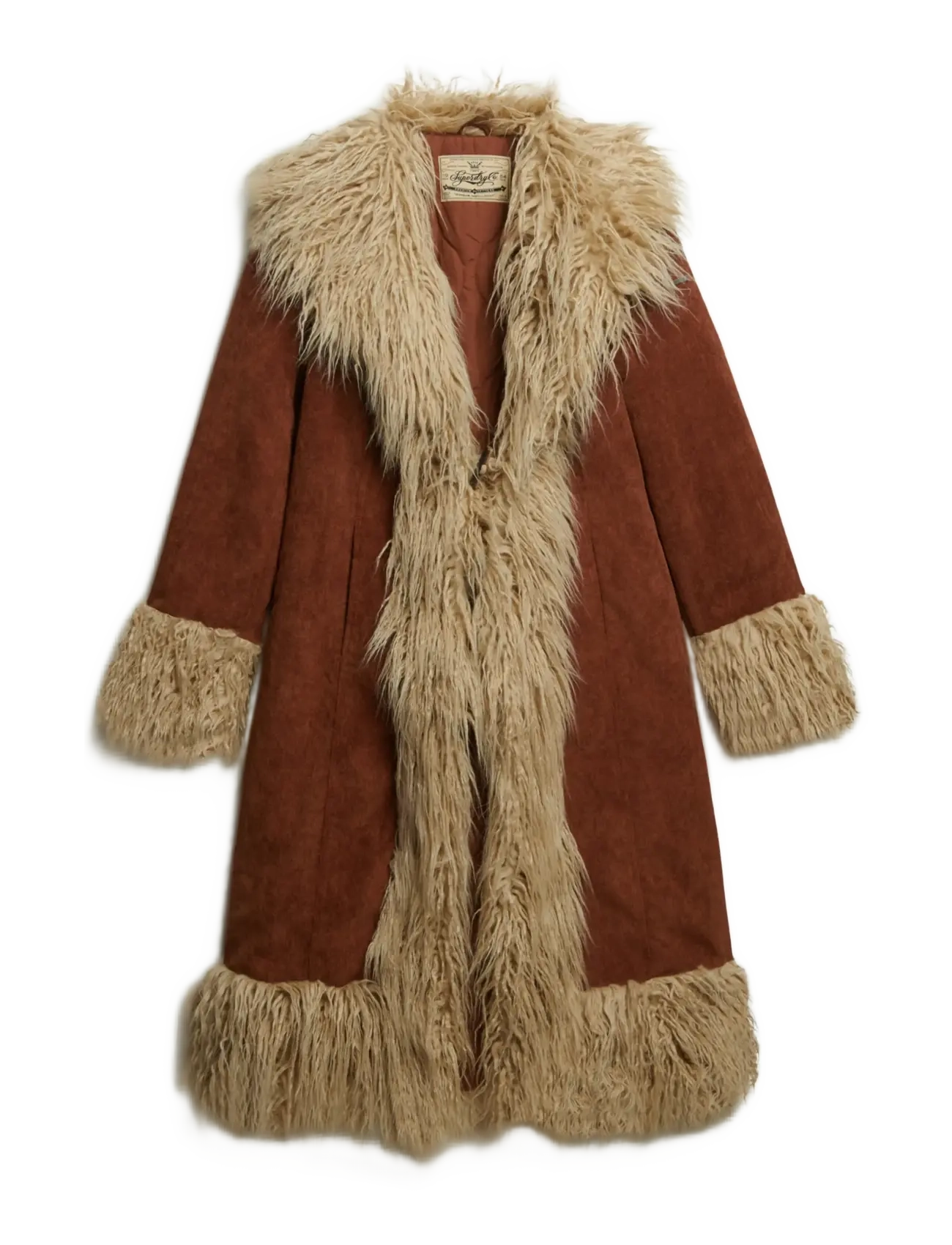 Superdry - LONG AFGHAN COAT - winter jackets - rustic chestnut brown - 1