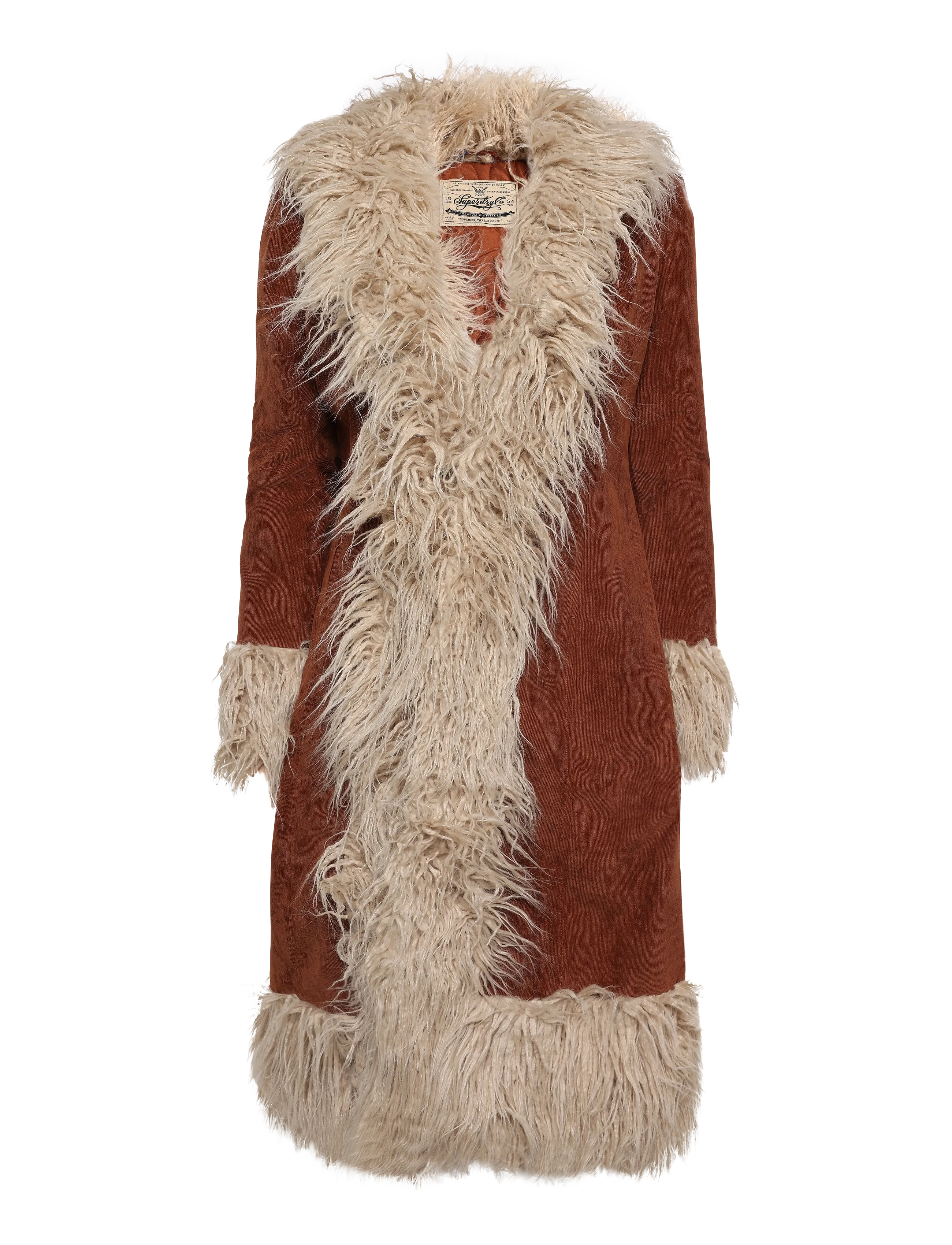 Superdry - LONG AFGHAN COAT - talvitakit - rustic chestnut brown - 1