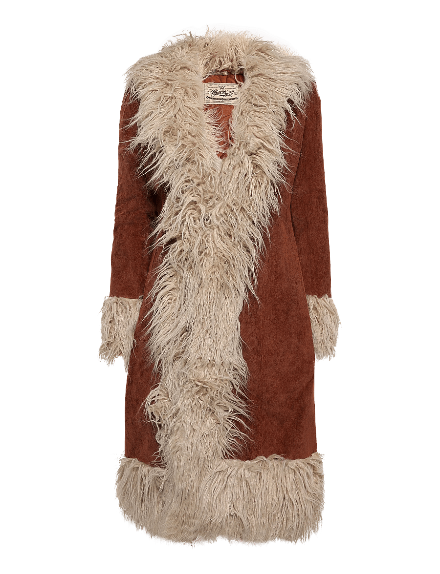 Superdry - LONG AFGHAN COAT - talvitakit - rustic chestnut brown - 1