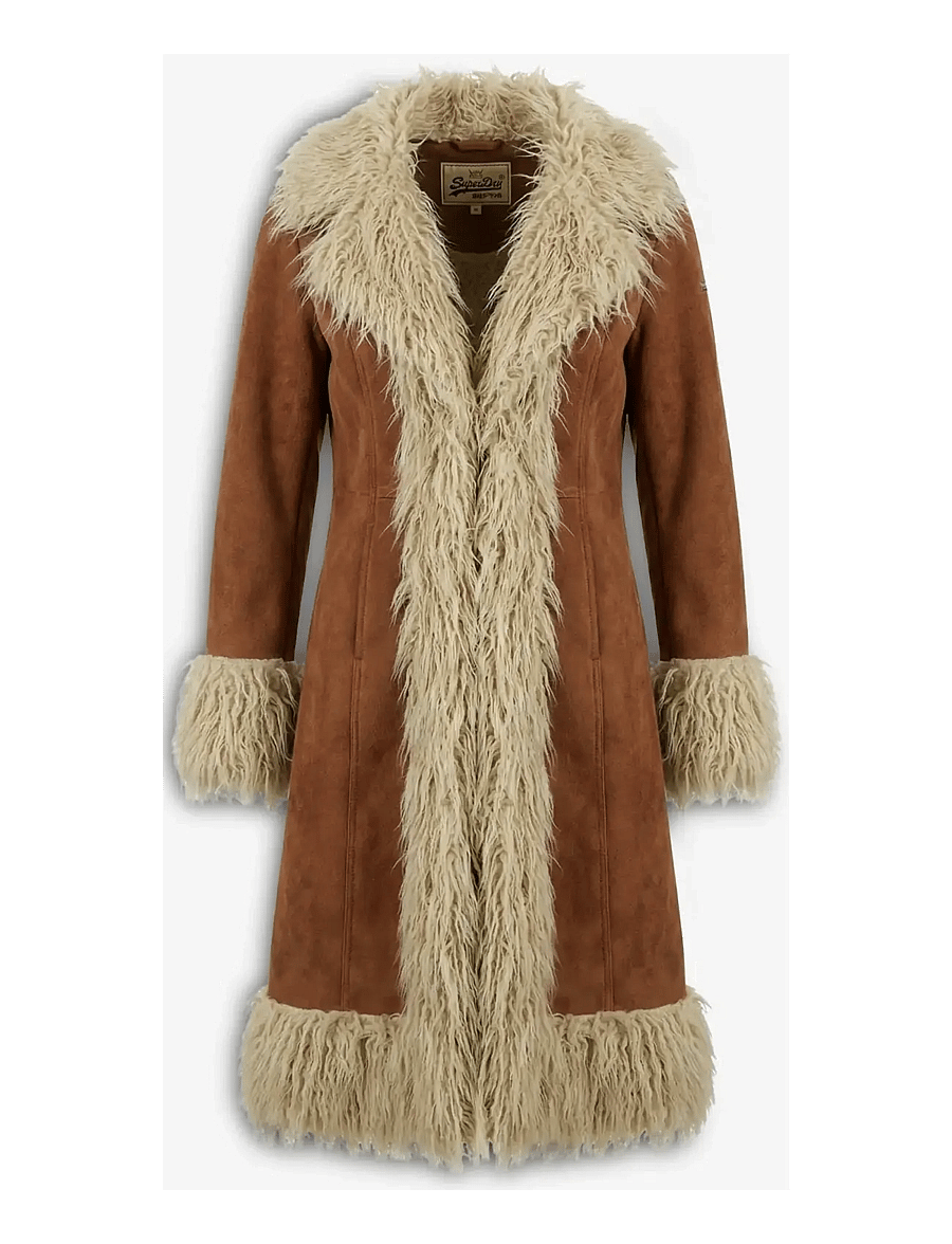 Superdry - LONG AFGHAN COAT - vinterjackor - rustic chestnut brown - 1