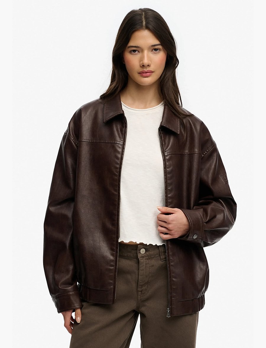 Superdry - COLLARED OVERSIZED BOMBER - hot chocolate - 0