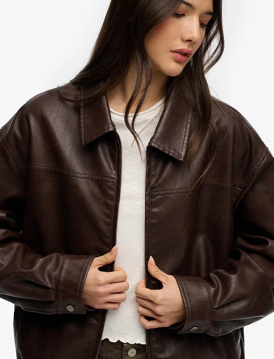 Superdry - COLLARED OVERSIZED BOMBER - hot chocolate - 3