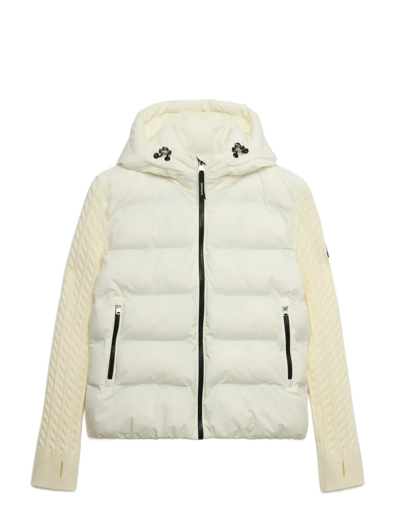 Superdry CABLE KNIT SLEEVE HYBRID - Jacken - OFF WHITE / white