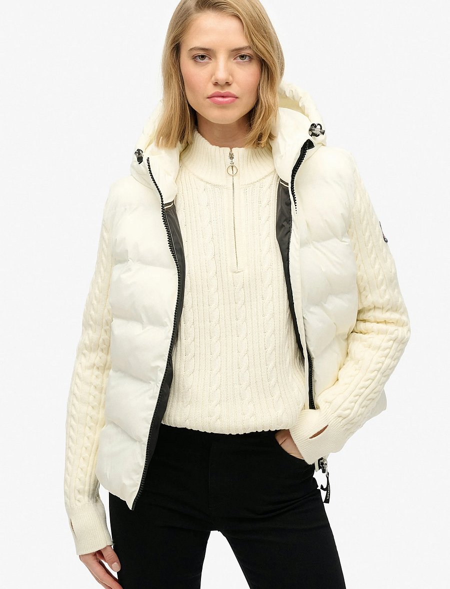 Superdry - CABLE KNIT SLEEVE HYBRID - off white - 0