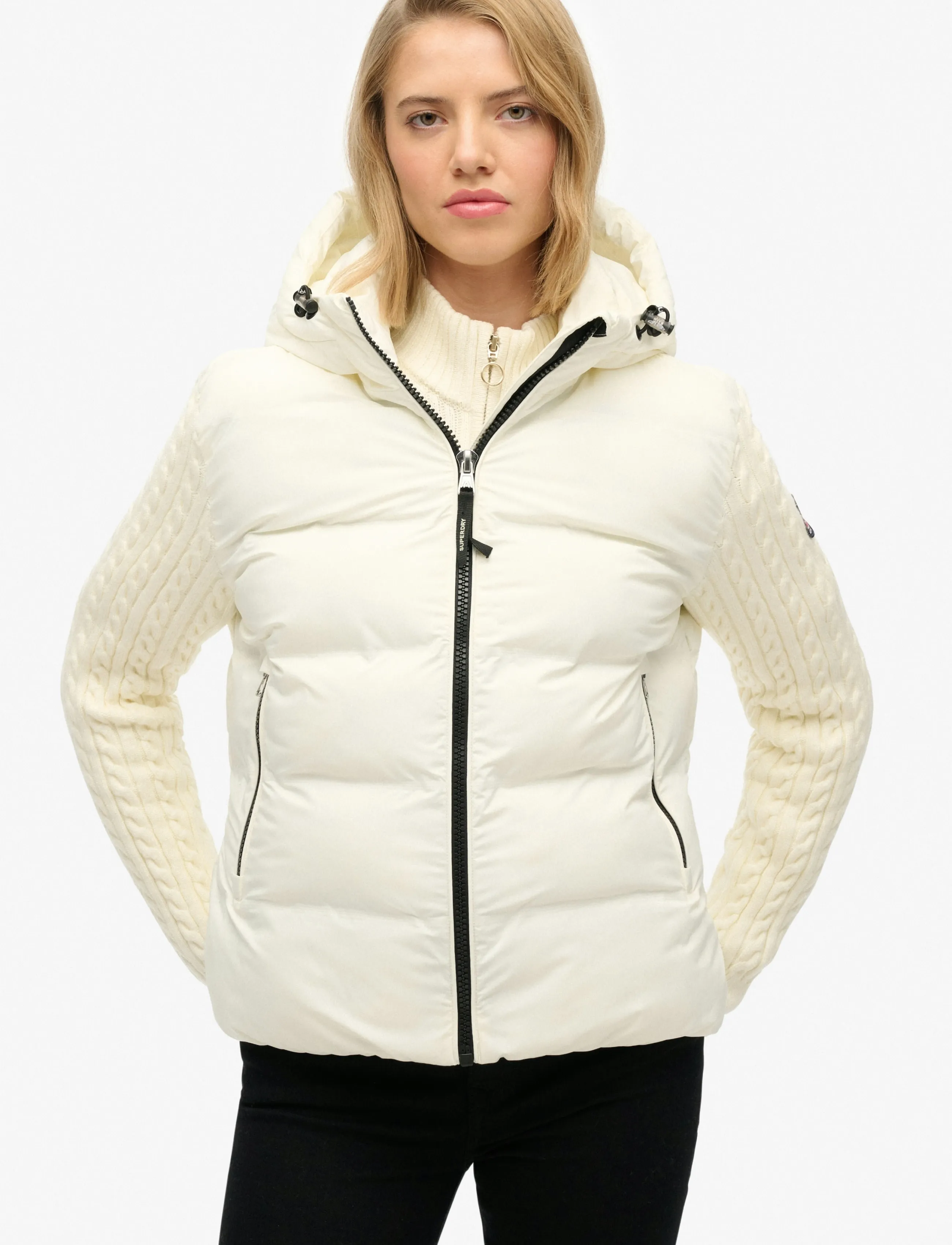 Superdry - CABLE KNIT SLEEVE HYBRID - off white - 5
