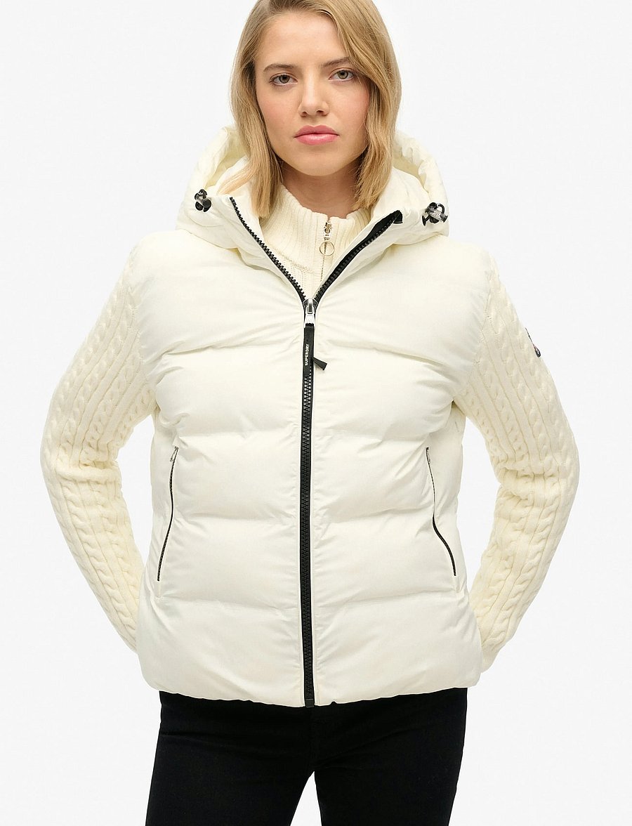 Superdry - CABLE KNIT SLEEVE HYBRID - off white - 5
