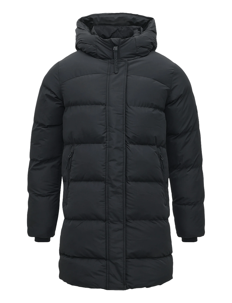 Superdry - HOODED SPORTS PUFFER MID JKT - winterjacken - black - 1