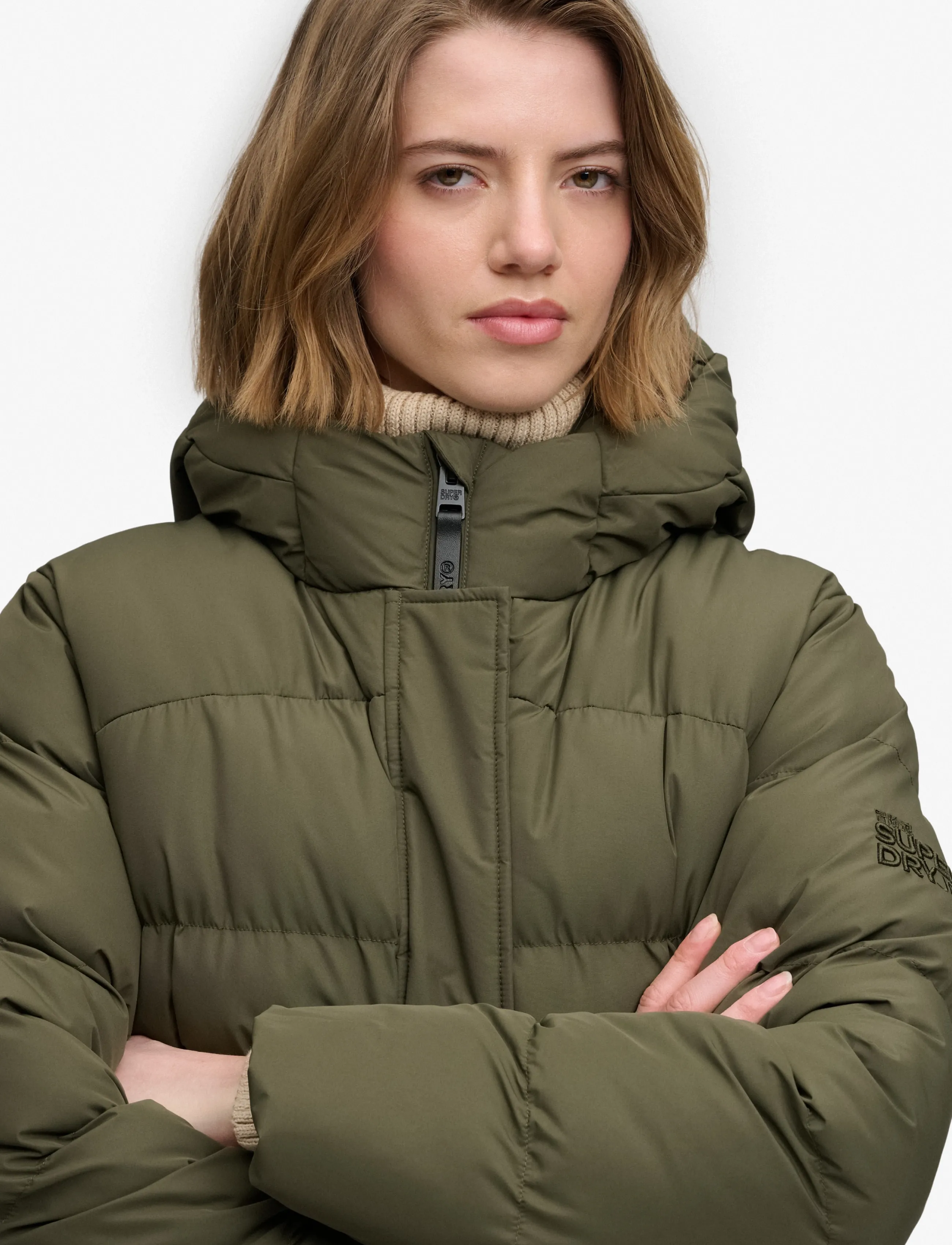 Superdry - HOODED SPORTS PUFFER MID JKT - vinterjakker - washed khaki - 2