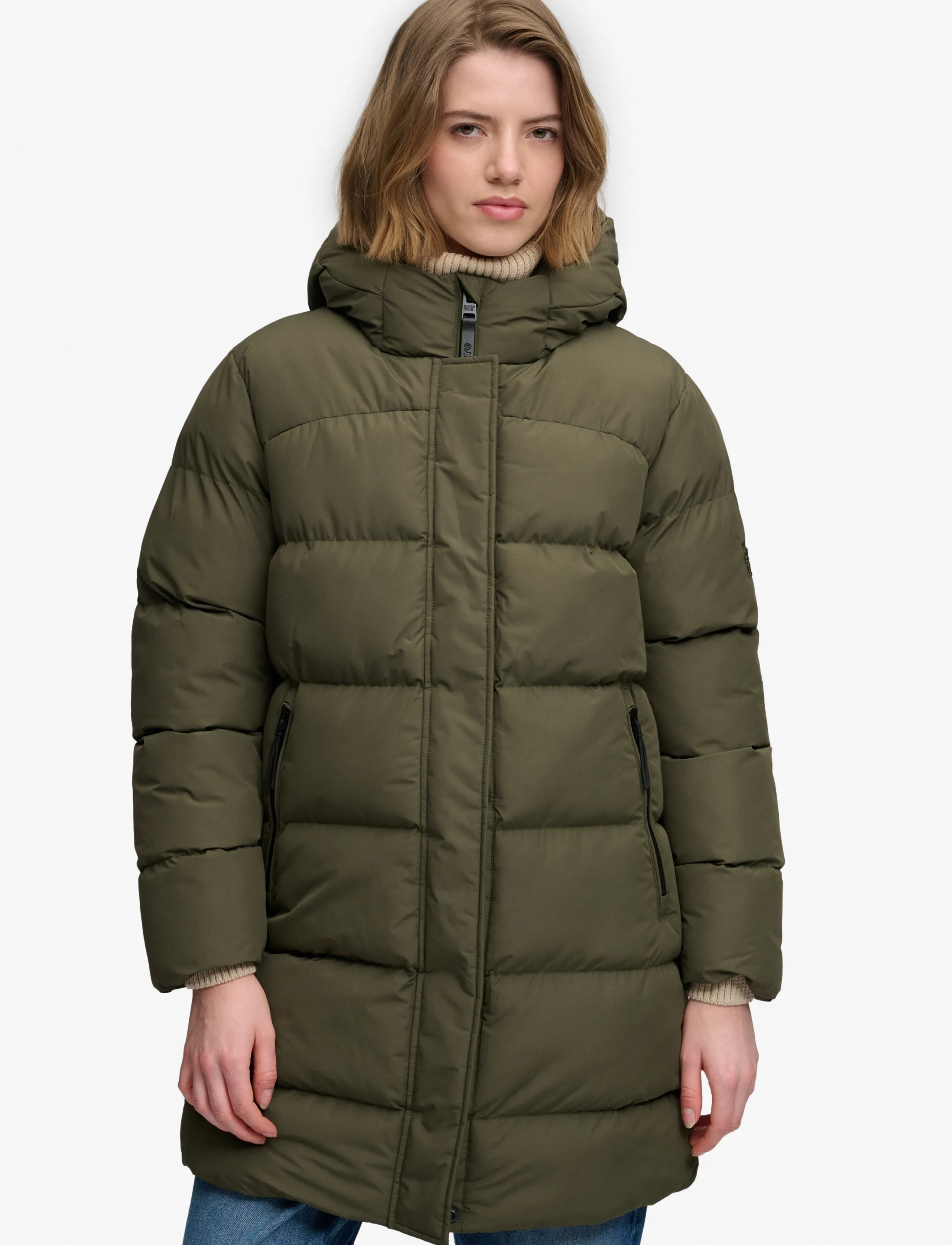 Superdry - HOODED SPORTS PUFFER MID JKT - vinterjakker - washed khaki - 3