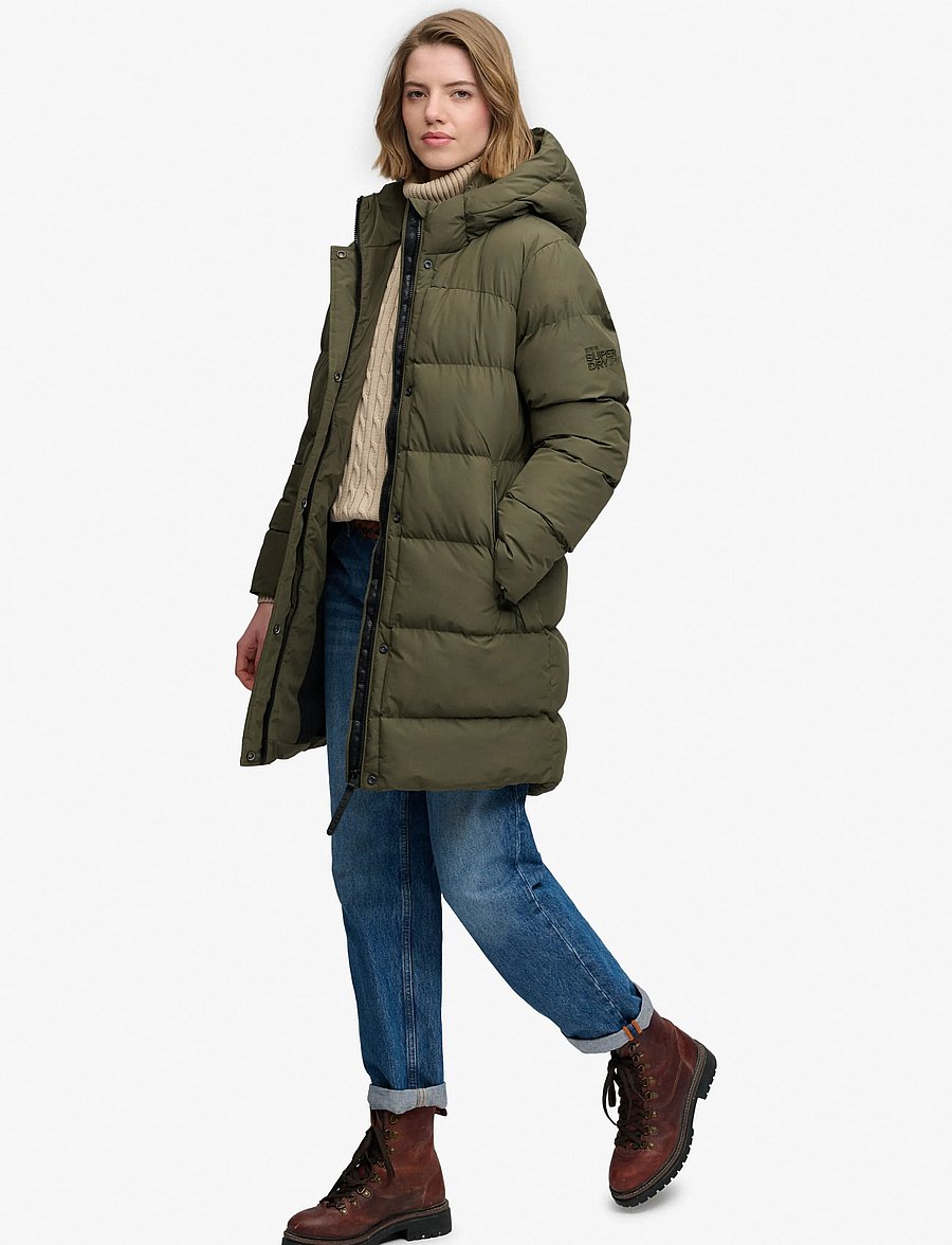 Superdry - HOODED SPORTS PUFFER MID JKT - vinterjakker - washed khaki - 4