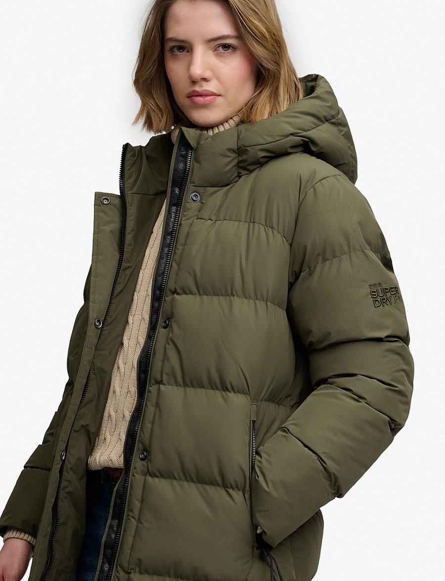 Superdry - HOODED SPORTS PUFFER MID JKT - vinterjakker - washed khaki - 5