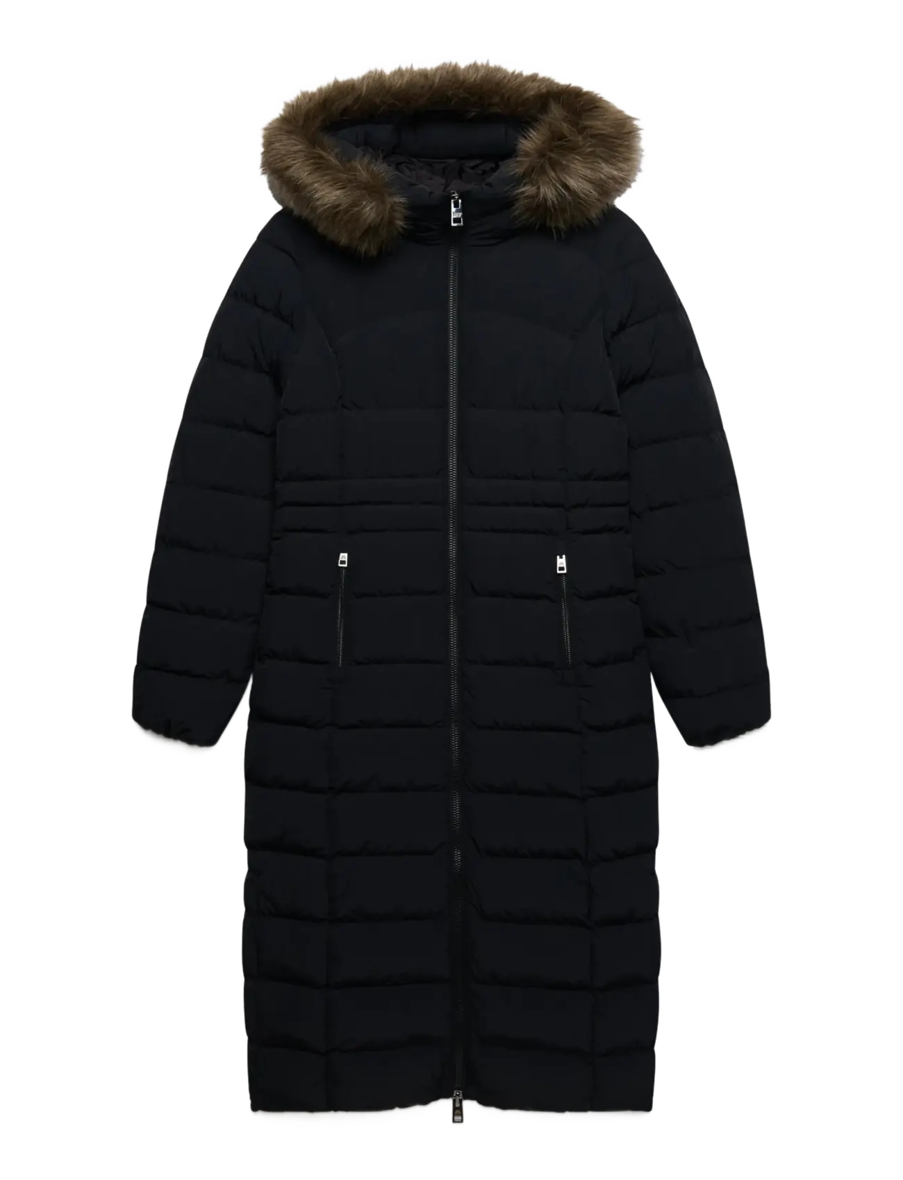 Superdry - HOODED FAUX FUR FUJI LONGLINE - winter jackets - black - 1
