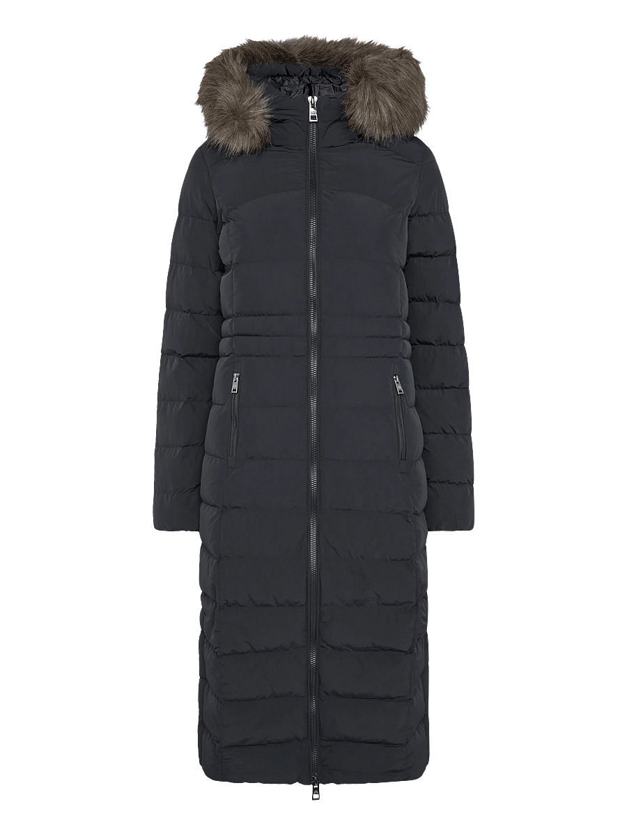 Superdry - HOODED FAUX FUR FUJI LONGLINE - vinterjakker - black - 1