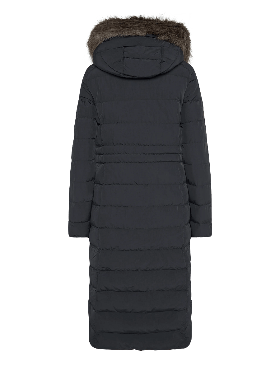 Superdry - HOODED FAUX FUR FUJI LONGLINE - vinterjakker - black - 2