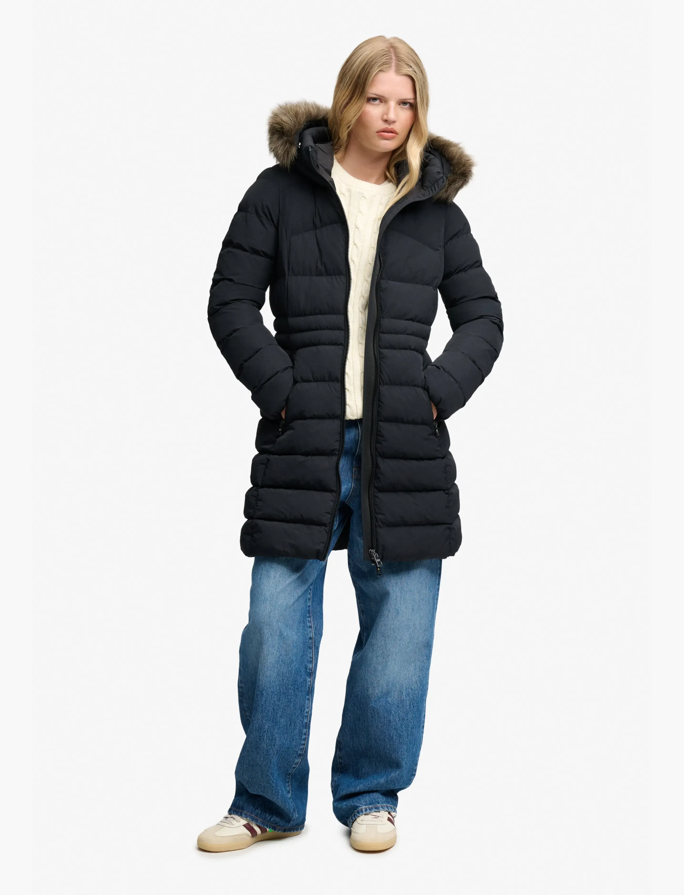 Superdry Hood Faux Fur Fuji Mid Length kappor & rockar dam – bild 6