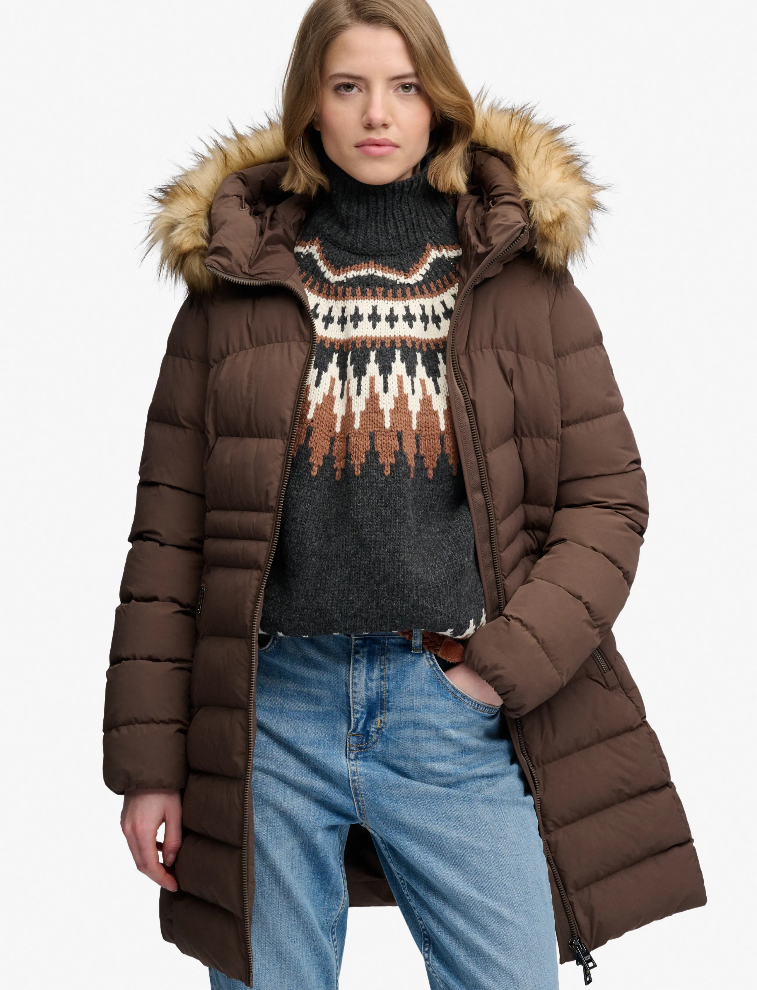 Hood Faux Fur Fuji Mid Length