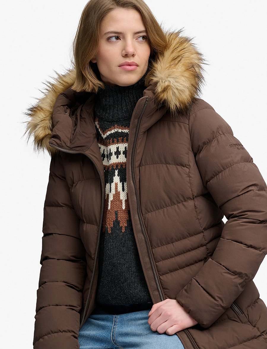 Superdry - HOOD FAUX FUR FUJI MID LENGTH - winter jackets - bracken brown - 4