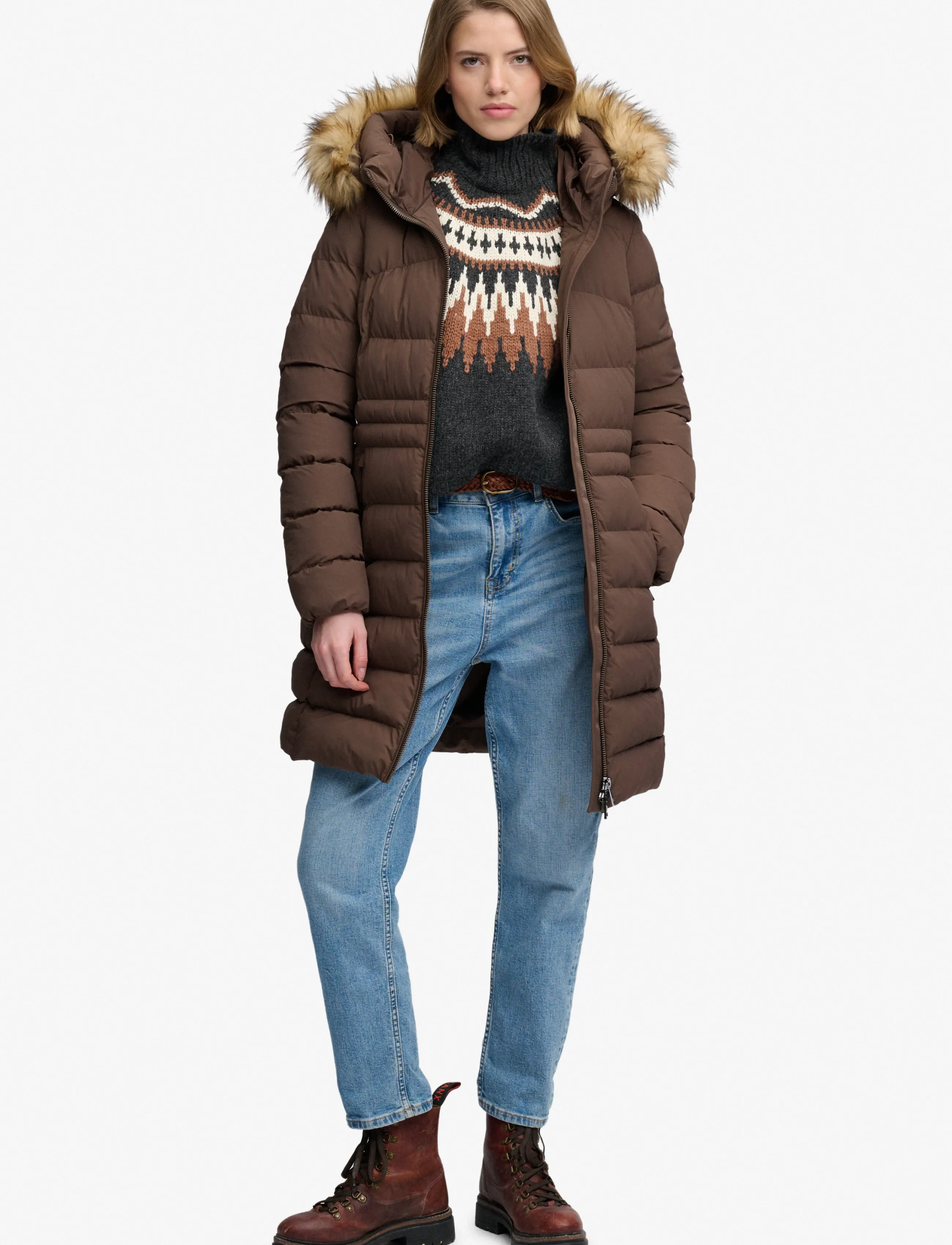 Superdry - HOOD FAUX FUR FUJI MID LENGTH - winter jackets - bracken brown - 5