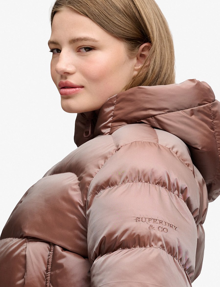 Superdry - HOODED SHINE PUFFER JACKET - vinterjakker - nutmeg spice brown sheen - 4