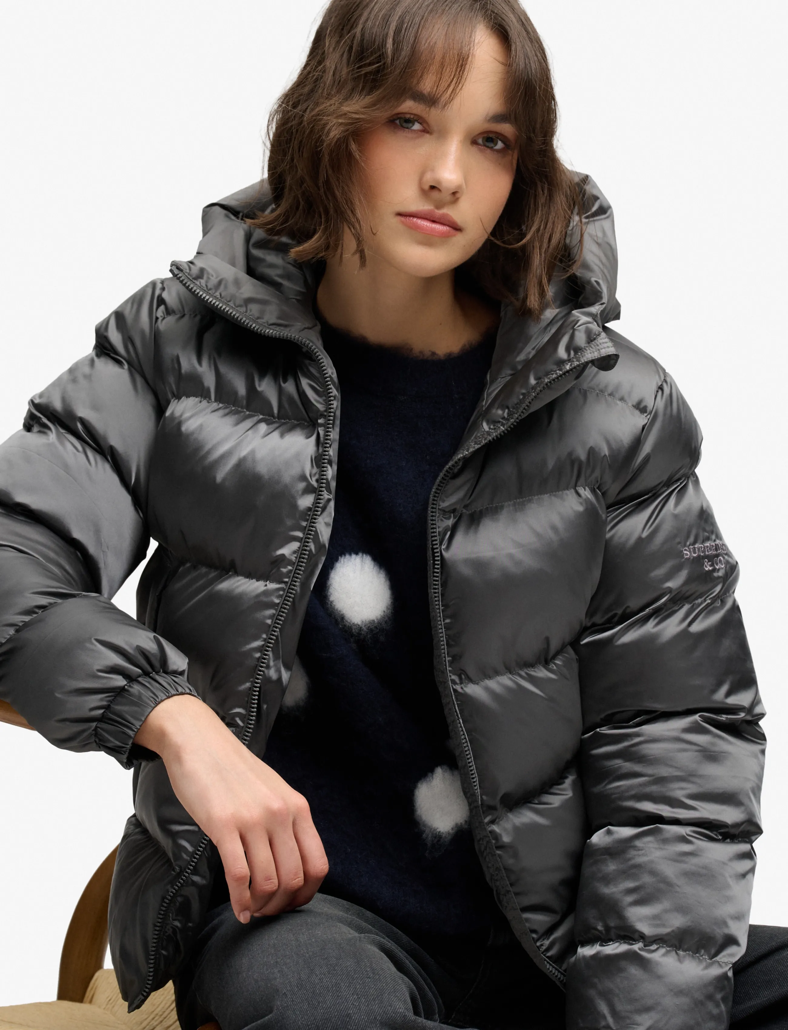 Superdry - HOODED SHINE PUFFER JACKET - winterjacken - black sheen - 5