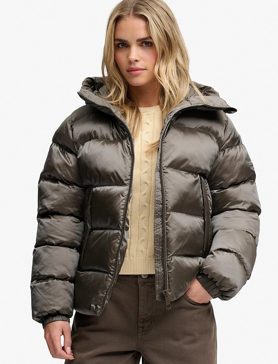 Superdry - HOODED SHINE PUFFER JACKET - winter jacket - deep khaki green - 0