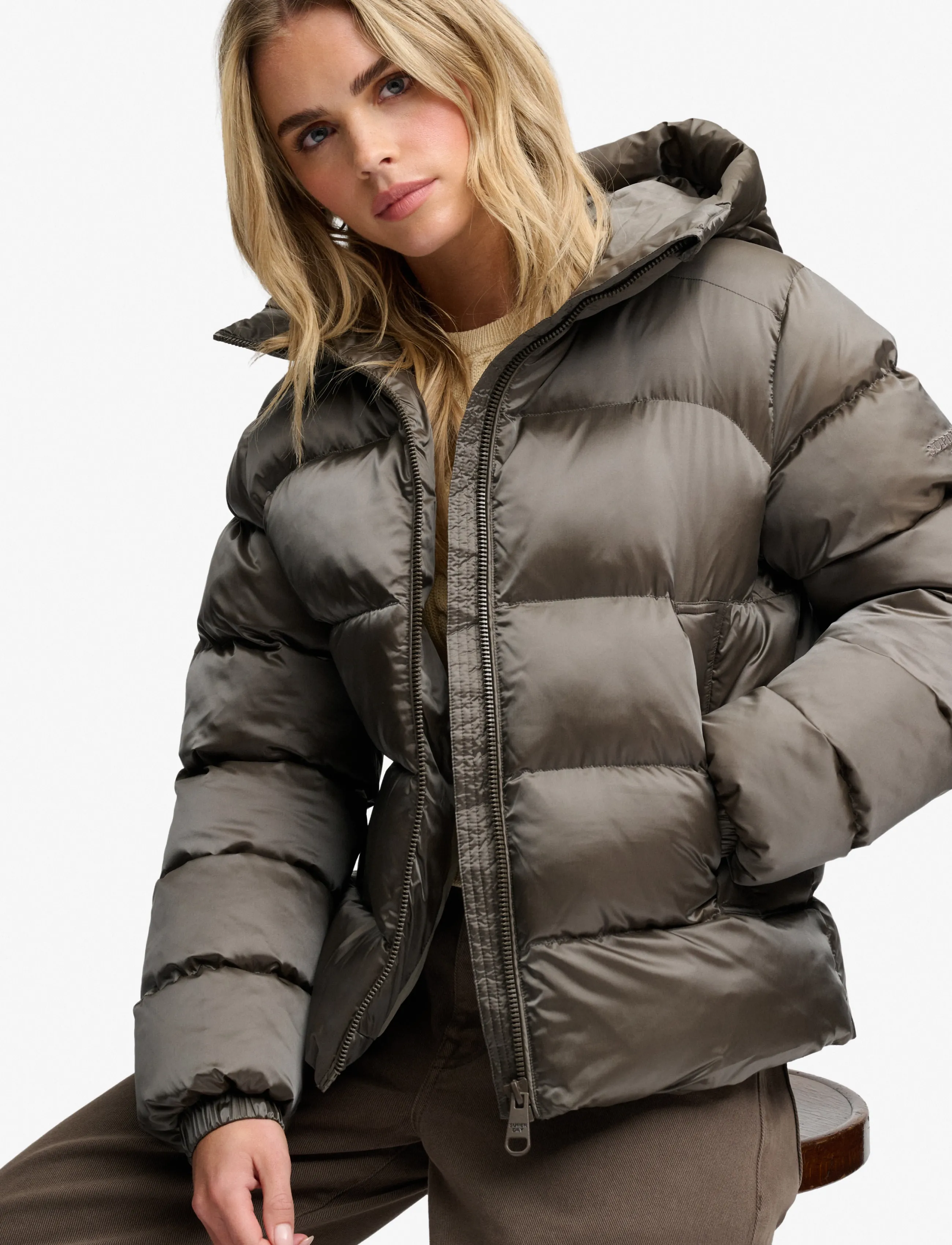 Superdry - HOODED SHINE PUFFER JACKET - winter jacket - deep khaki green - 4