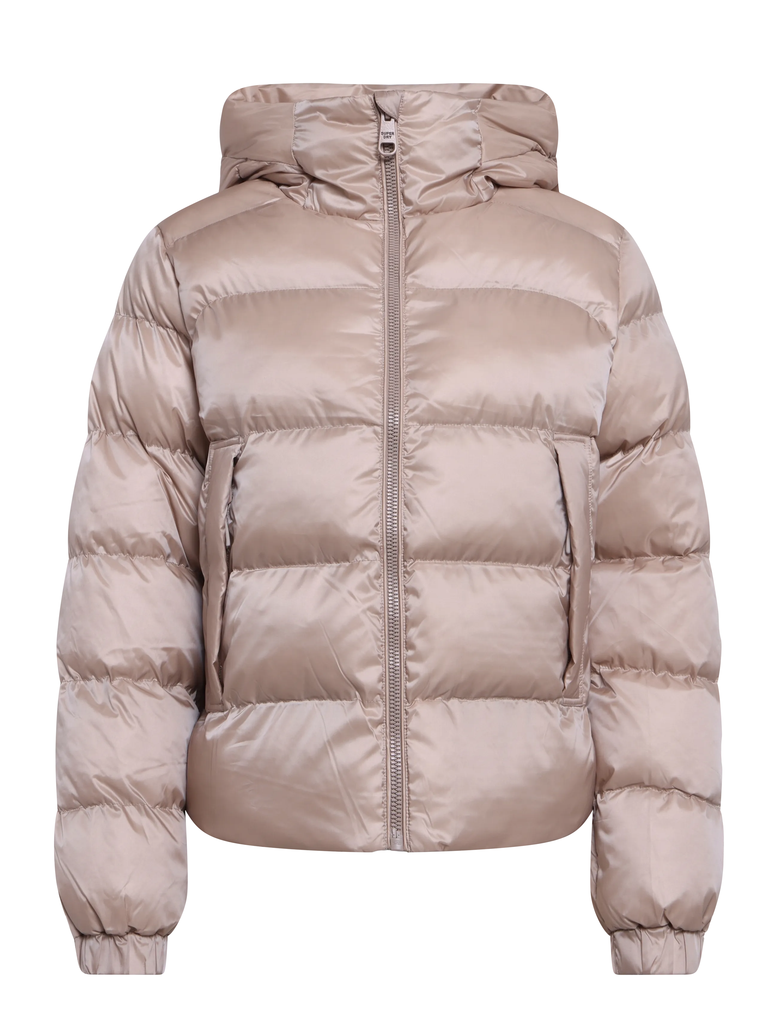 Superdry HOODED SHINE PUFFER JACKET - Winterjacken - MUSHROOM BEIGE / beige