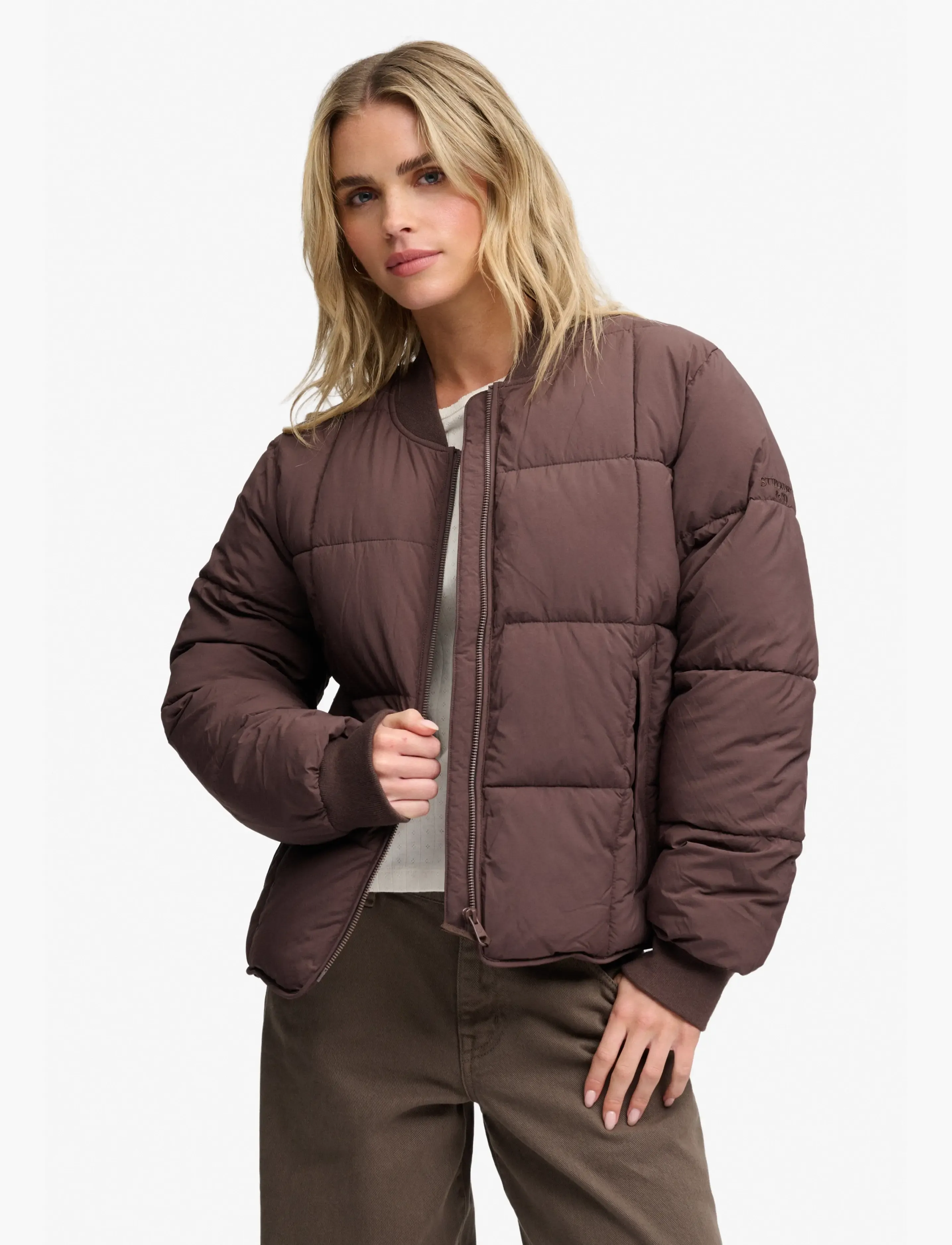Superdry LARGE BOX QUILT LINER JACKET - Everyday Style - COFFEE BEAN BROWN / brown