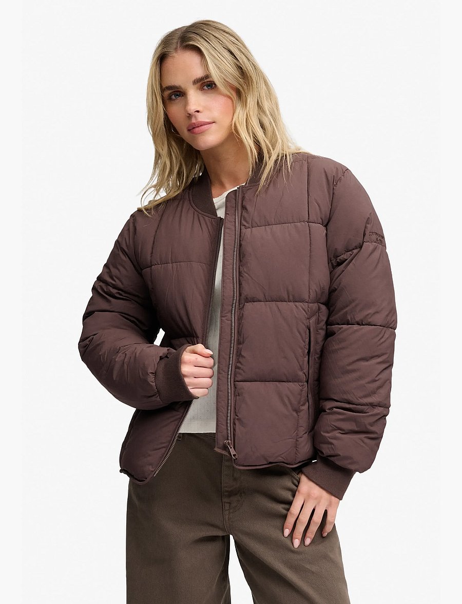 Superdry - LARGE BOX QUILT LINER JACKET - light jackets - coffee bean brown - 0