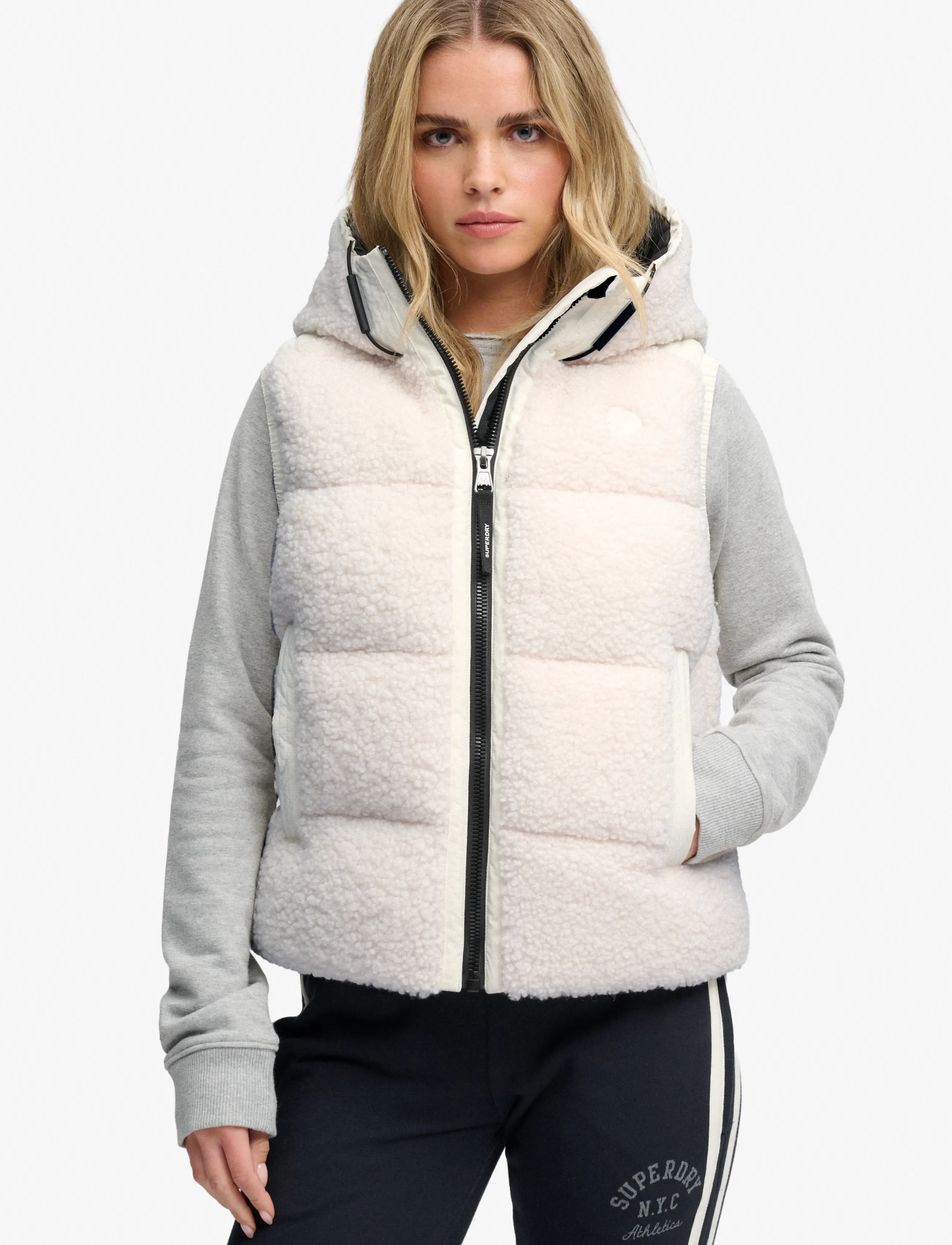 Superdry - BORG BAFFLE GILET - chalk white - 0